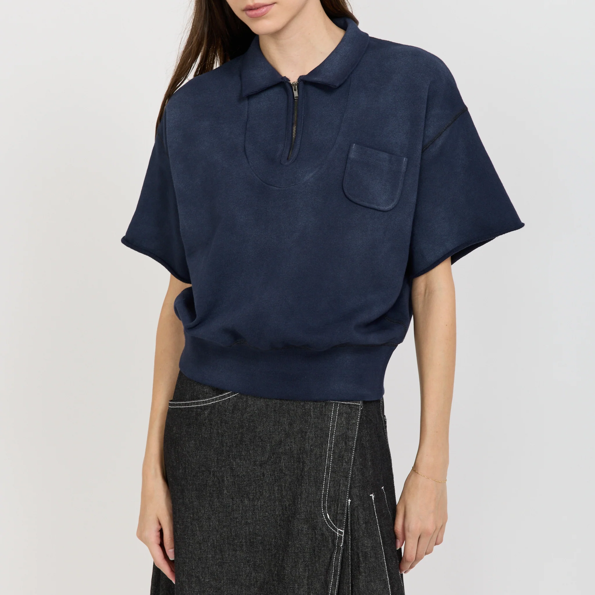 Half Zip Short Sleeve Sweater Navy - Image 5