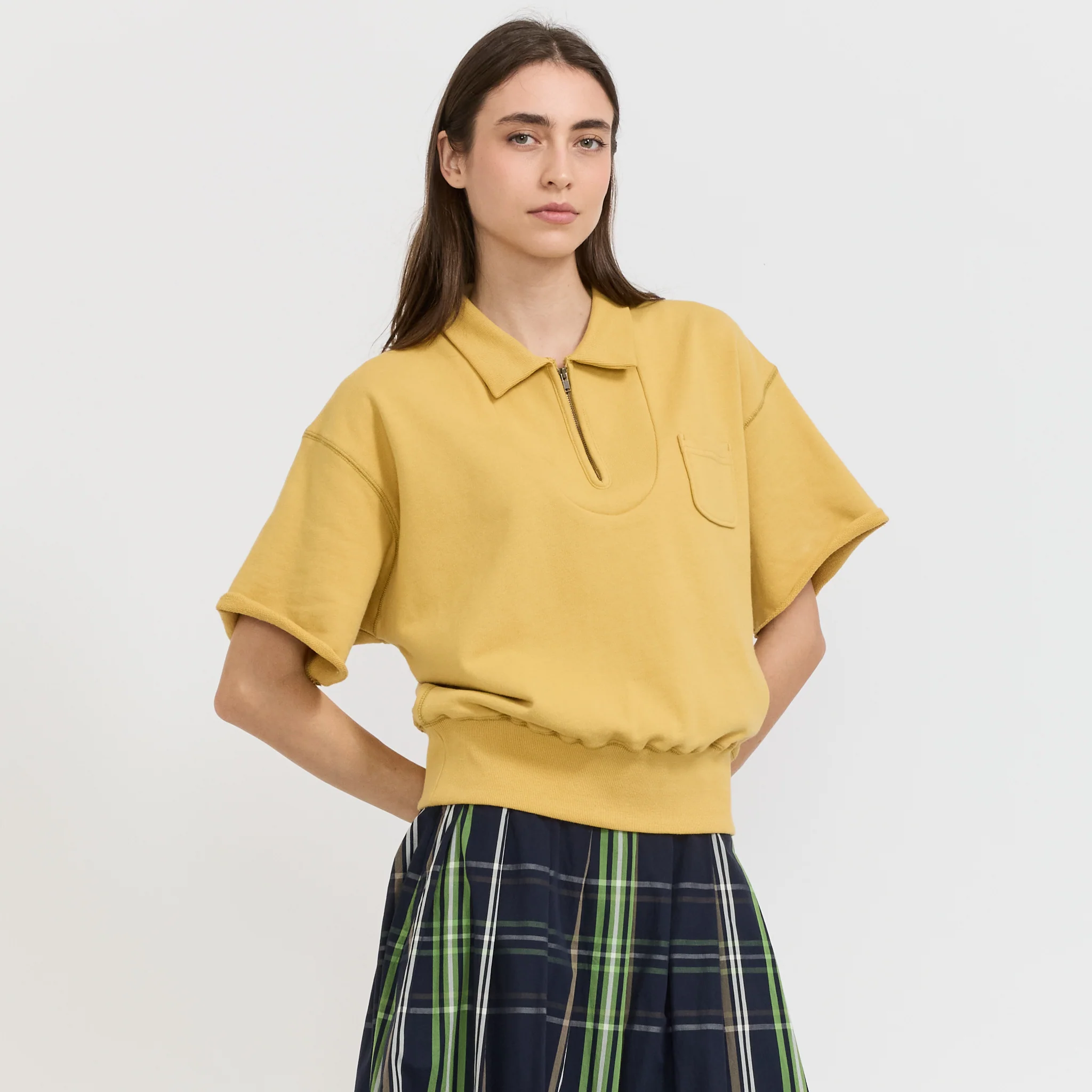 Half Zip Short Sleeve Sweater Yellow - Image 4