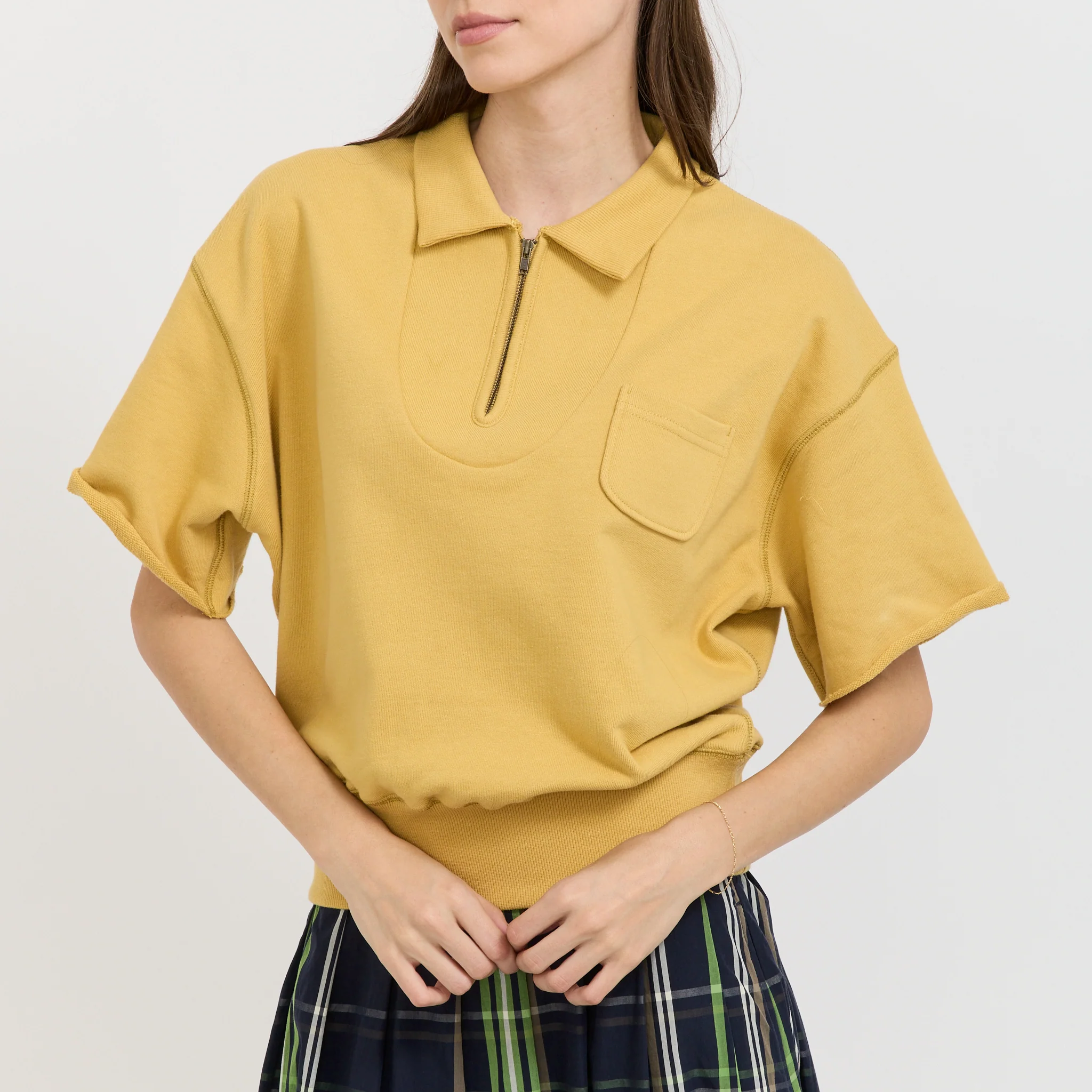 Half Zip Short Sleeve Sweater Yellow - Image 5