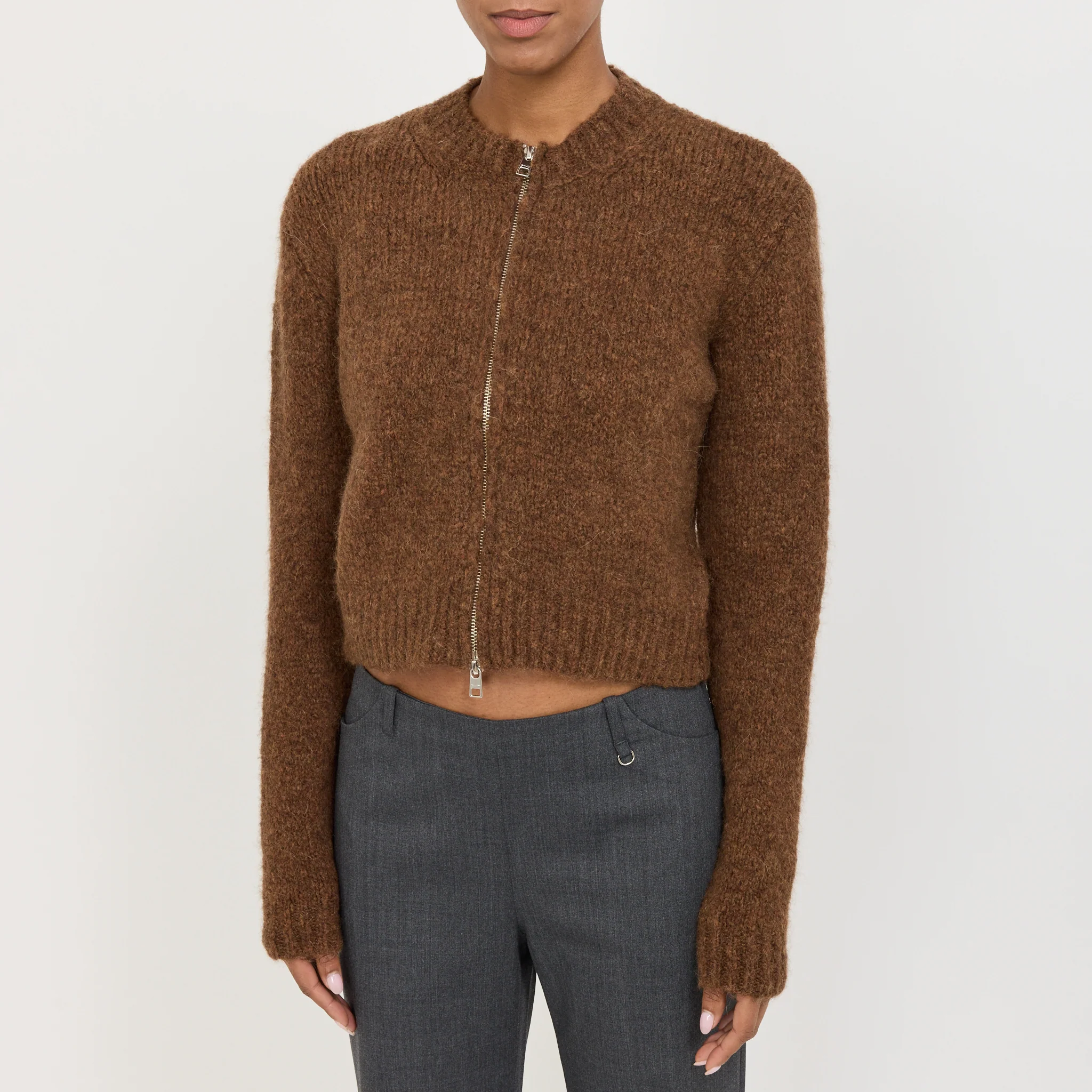 Hasta Luego Zip Sweater Brown - Image 5