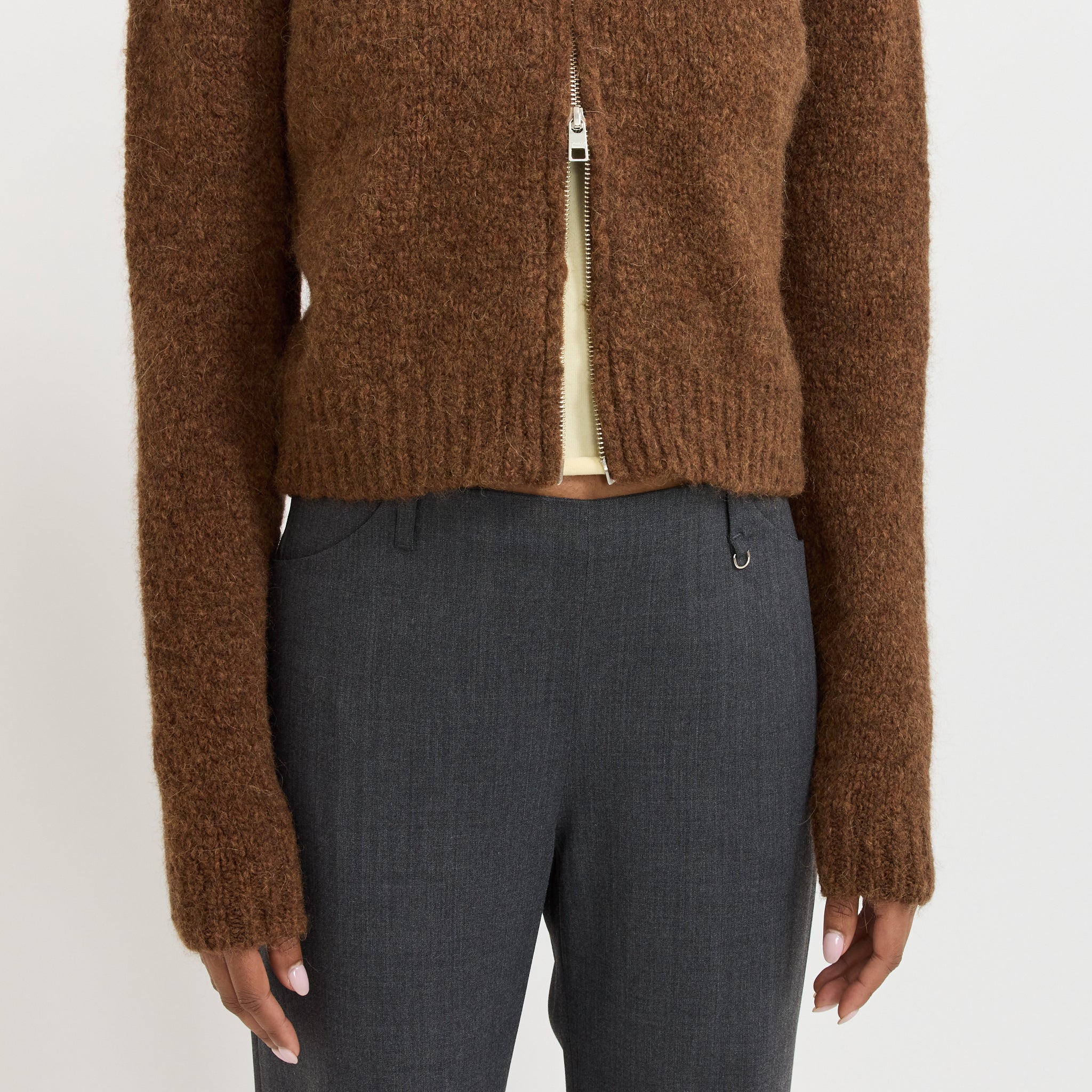 Hasta Luego Zip Sweater Brown - Image 6