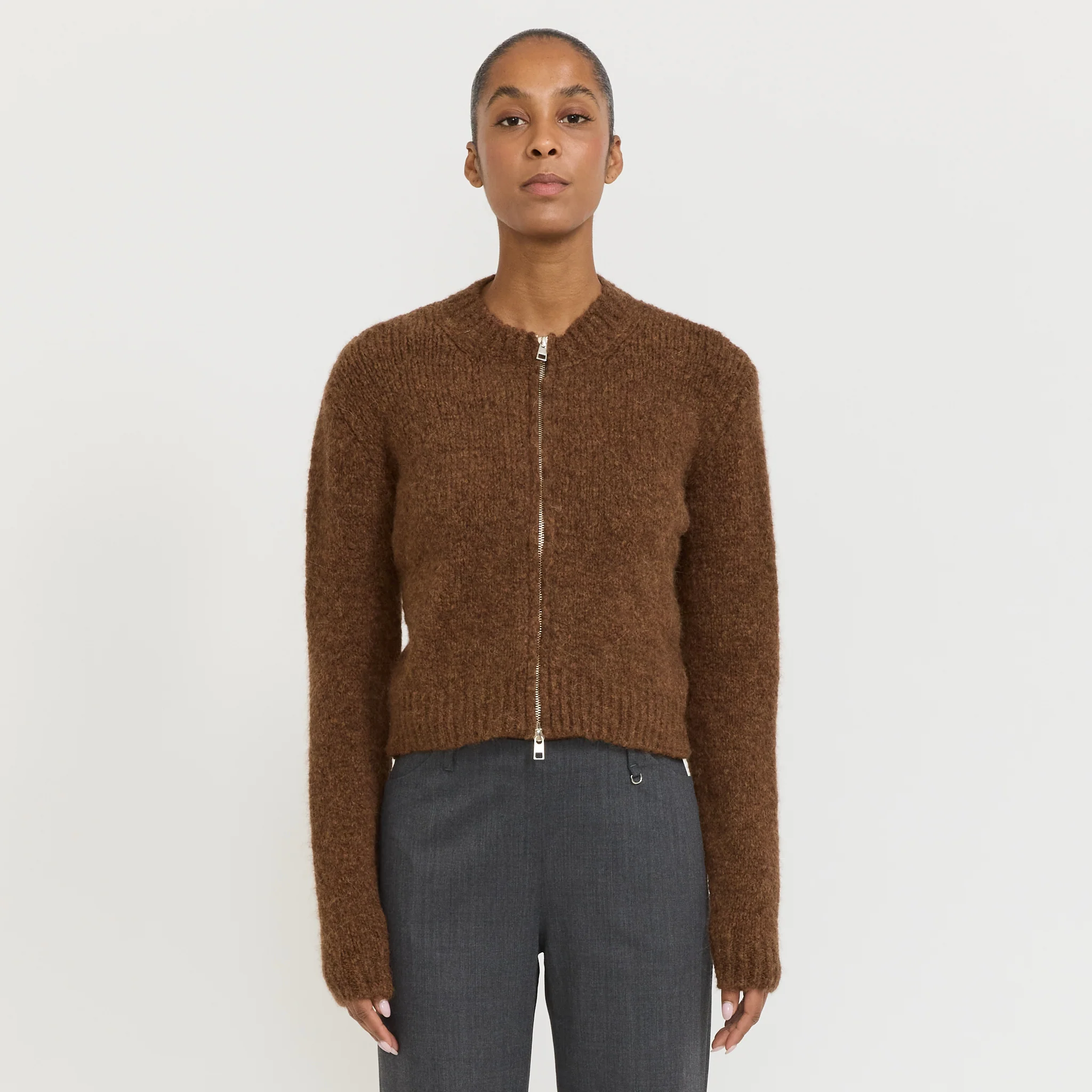 Hasta Luego Zip Sweater Brown - Image 8