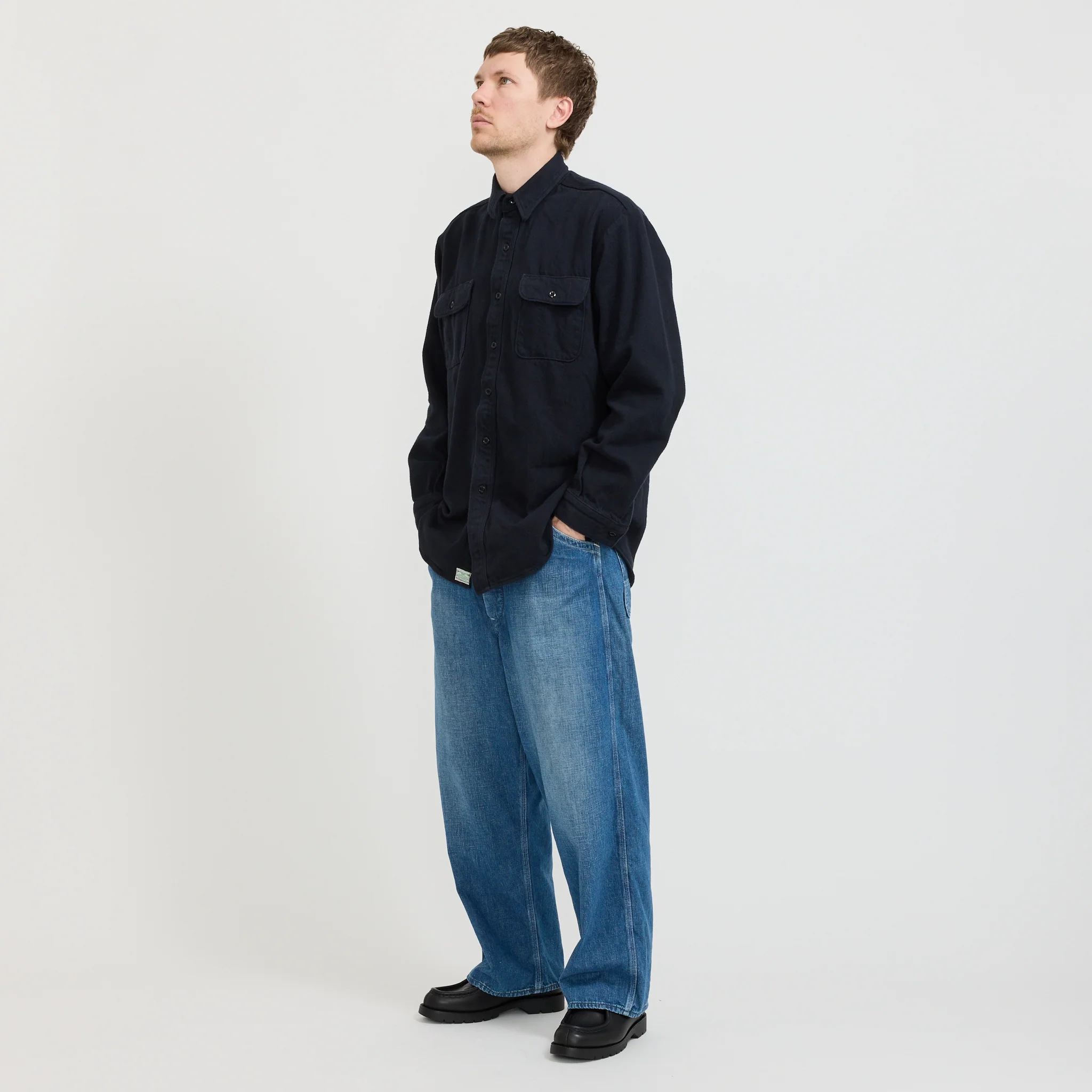 Heavyweight Flannel Shirt Navy - Image 2