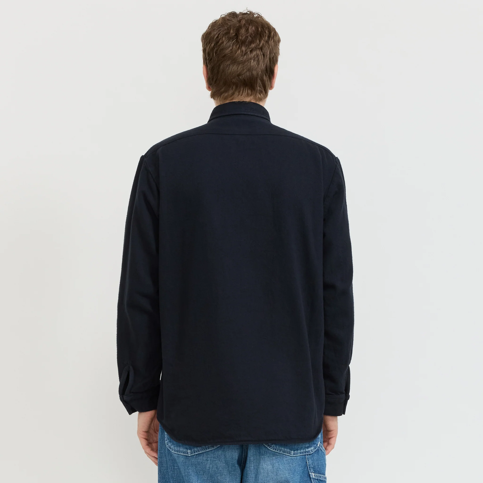 Heavyweight Flannel Shirt Navy - Image 4