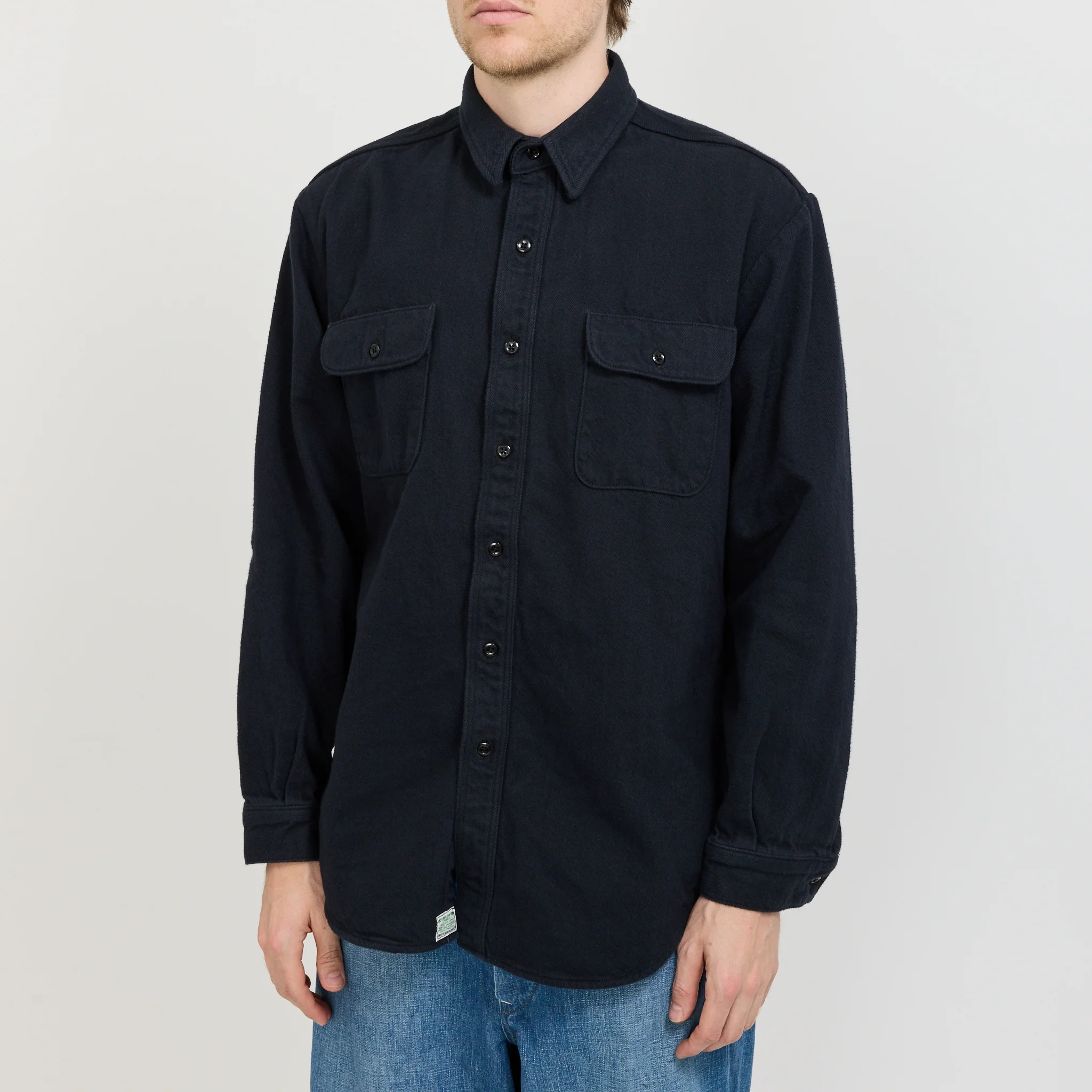 Heavyweight Flannel Shirt Navy - Image 5