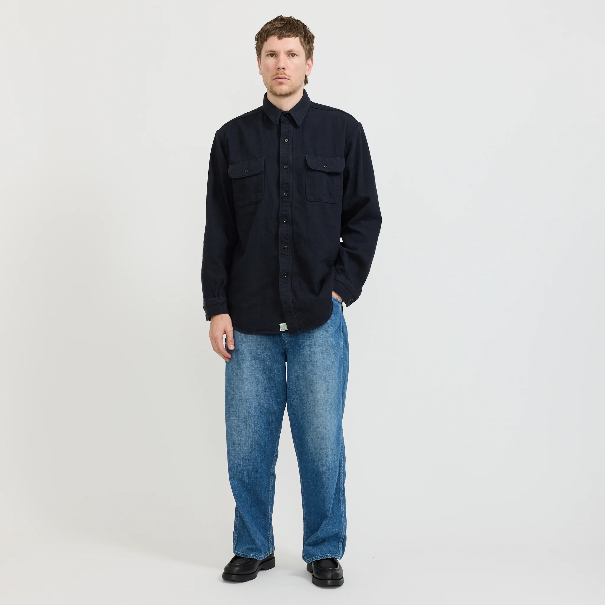 Heavyweight Flannel Shirt Navy - Image 7