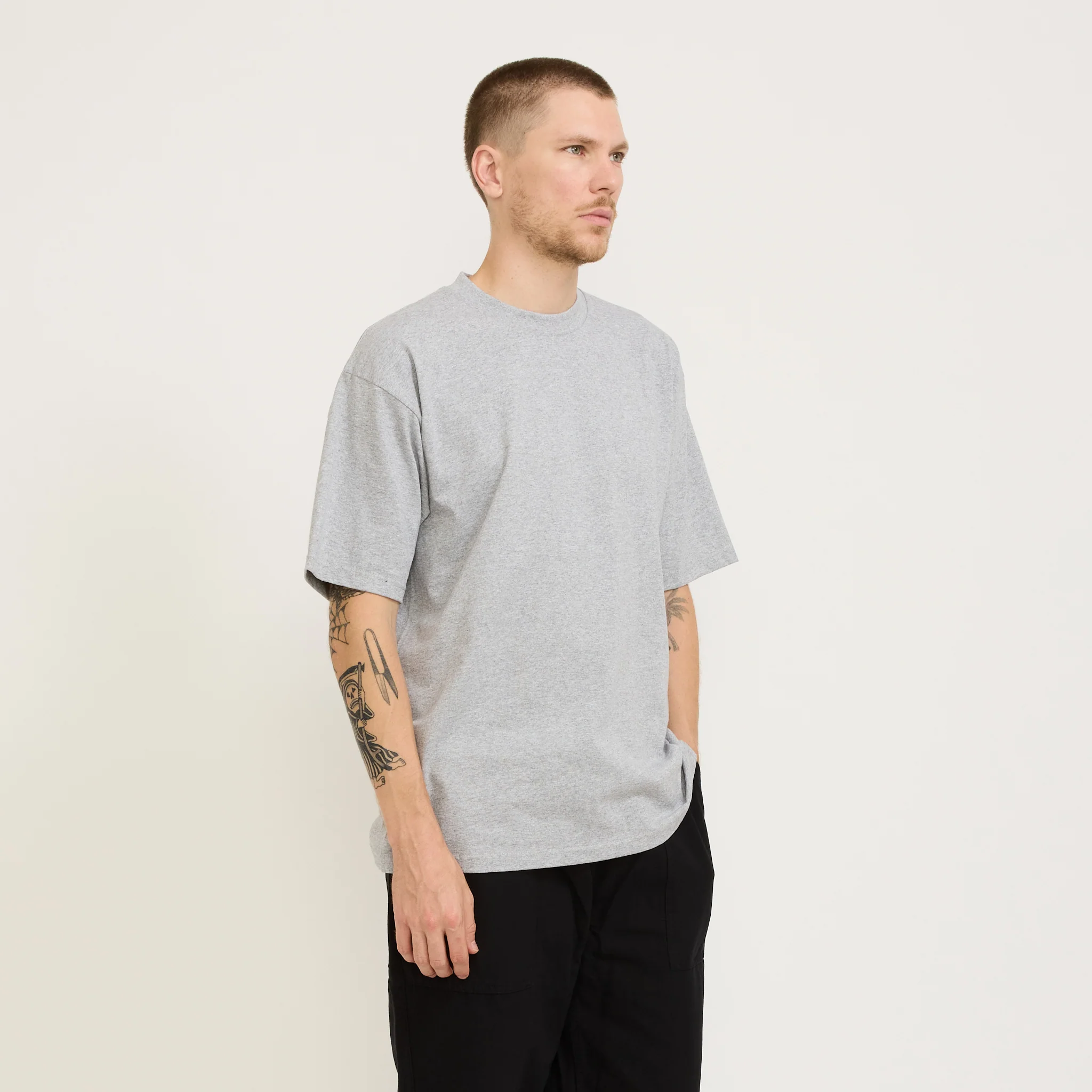 Heavyweight S/S Tee Heather Grey - Image 3