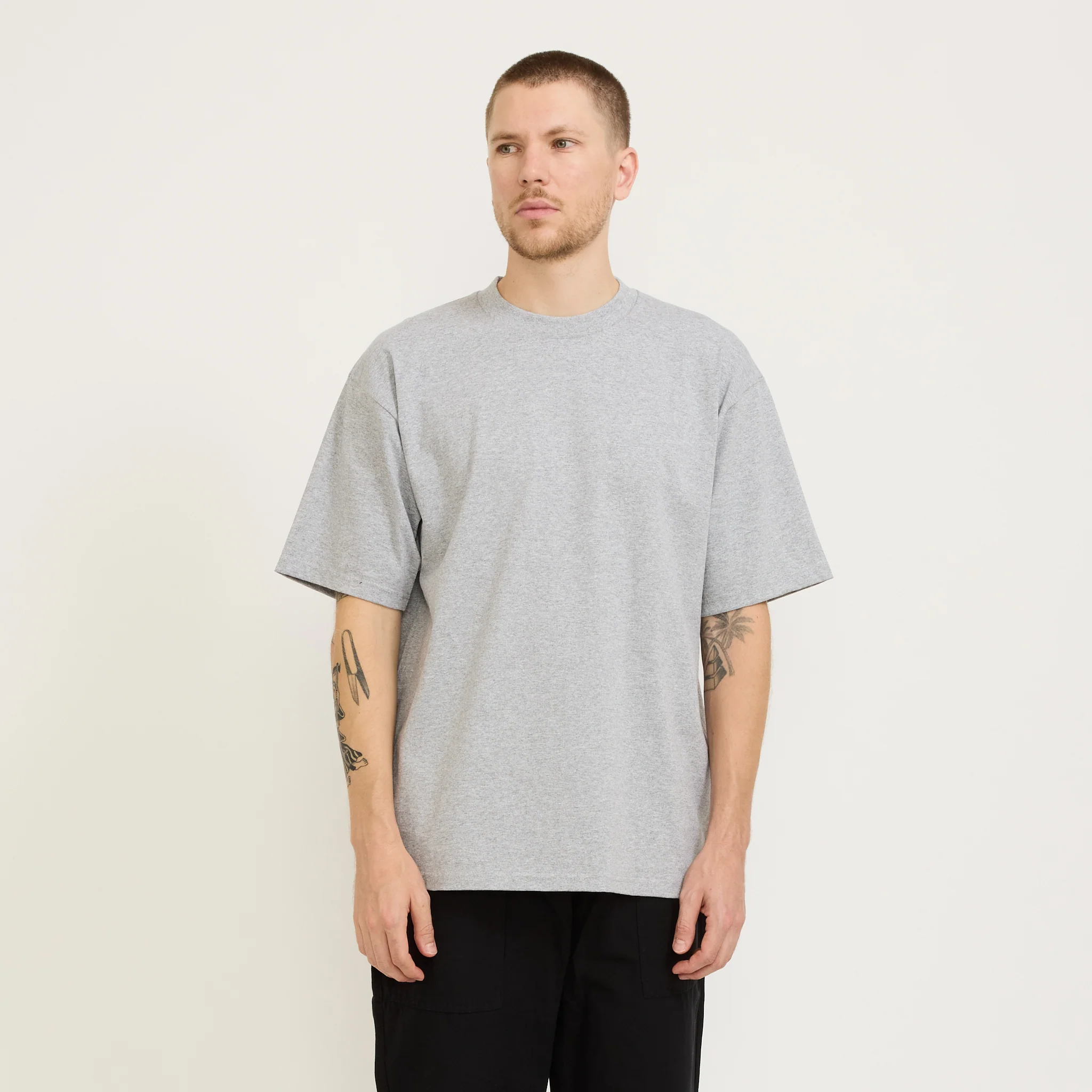 Heavyweight S/S Tee Heather Grey - Image 6