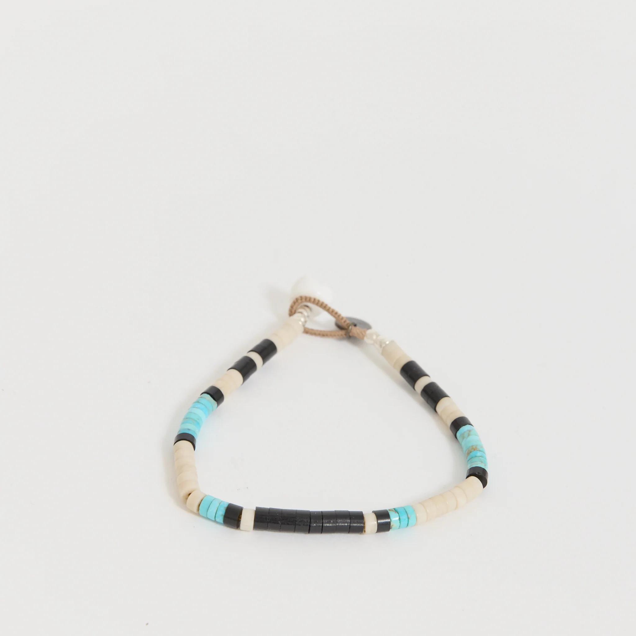 Heishi Beads Bracelet Fossil Jasper/Turquoise