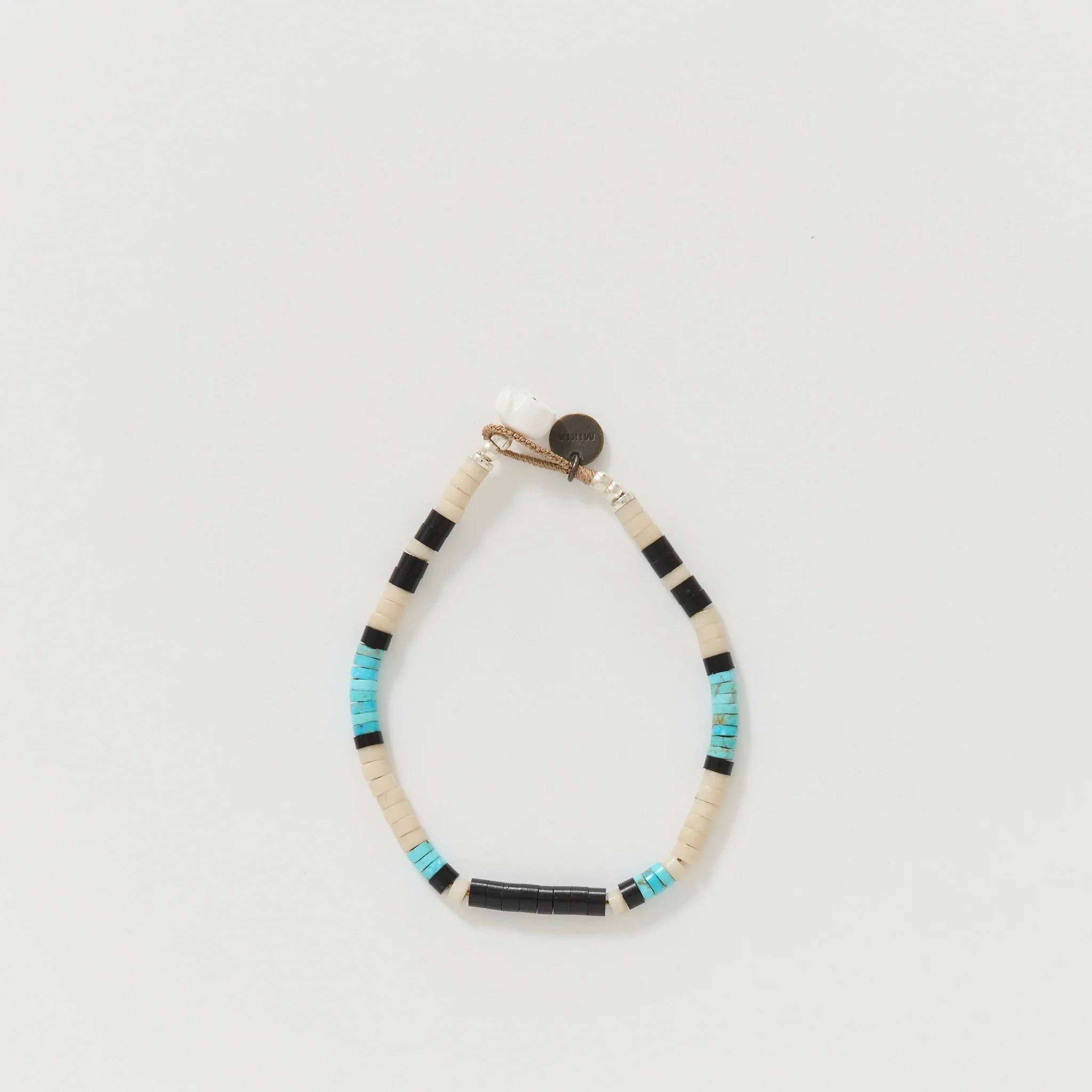 Heishi Beads Bracelet Fossil Jasper/Turquoise - Image 2