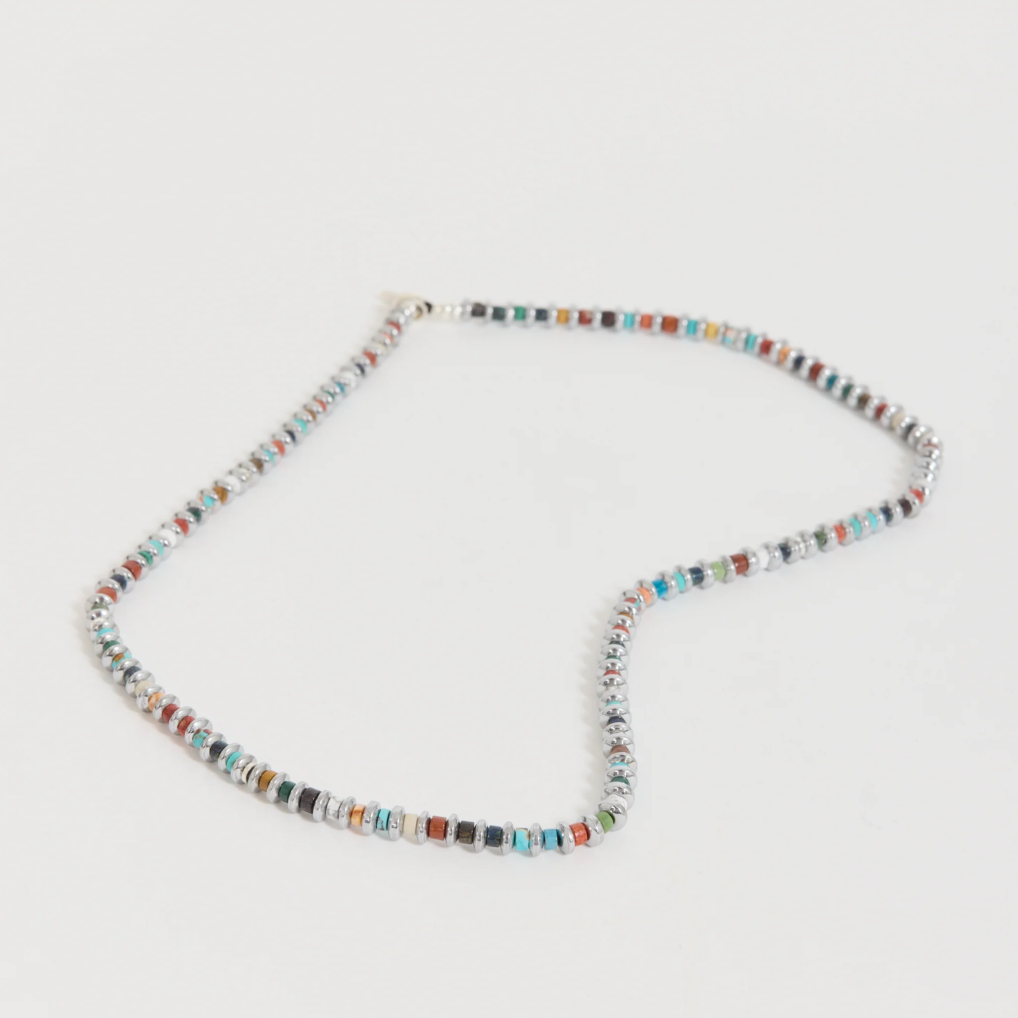 Hematite Roundel Beads Necklace Multi