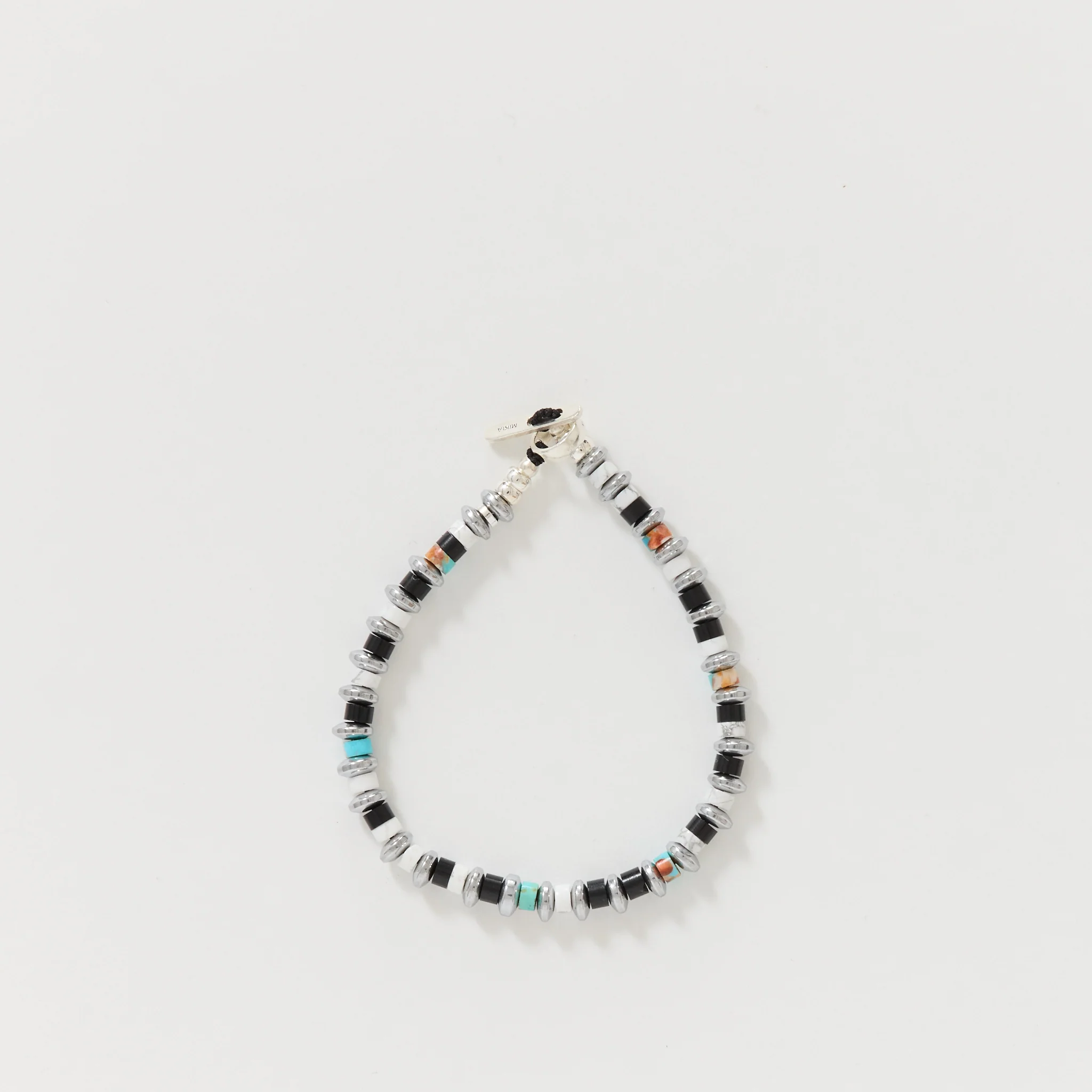 Hematite Roundel Bracelet Jet/Turquoise - Image 2