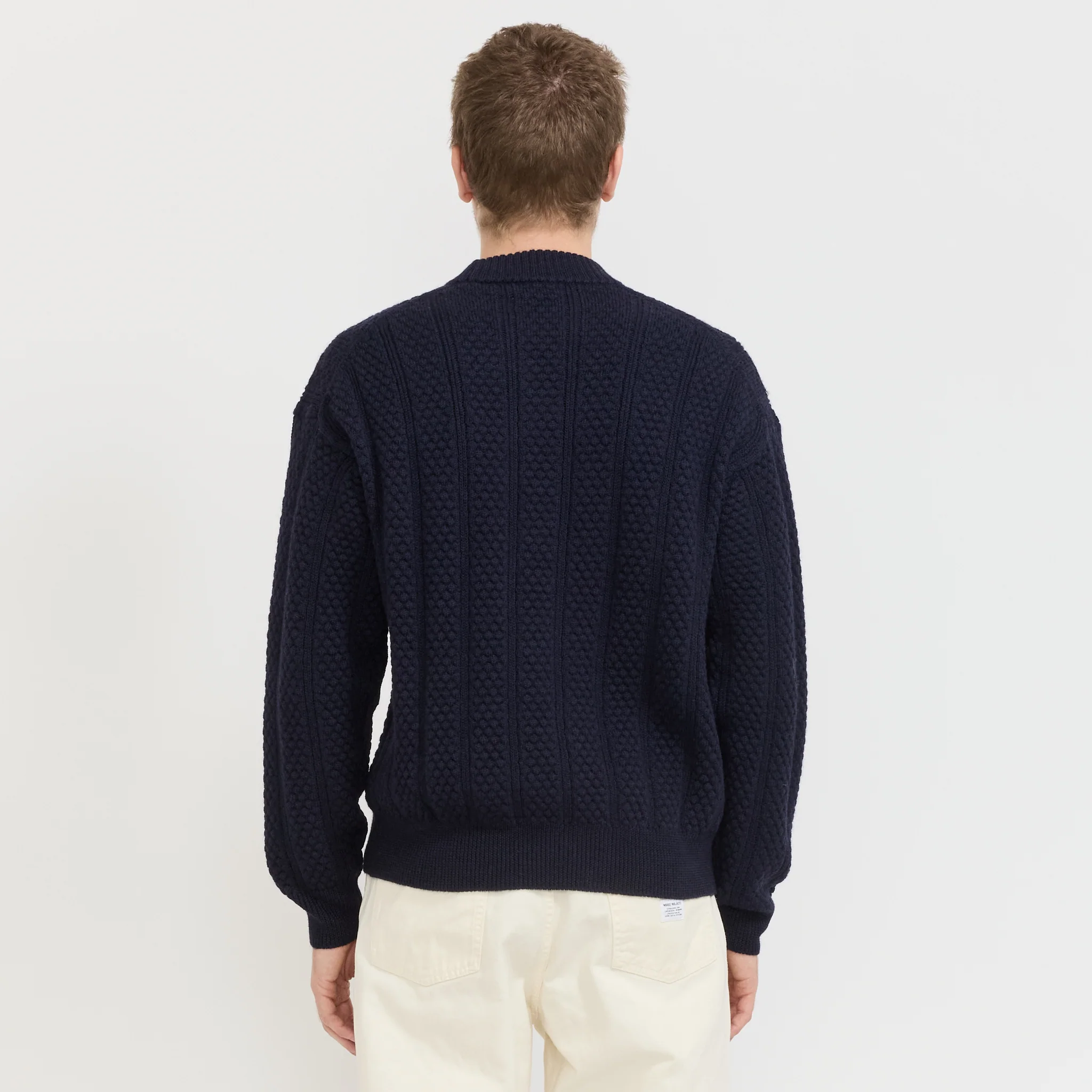Hirtshals Bubble Rib Knit Crewneck Dark Navy - Image 4