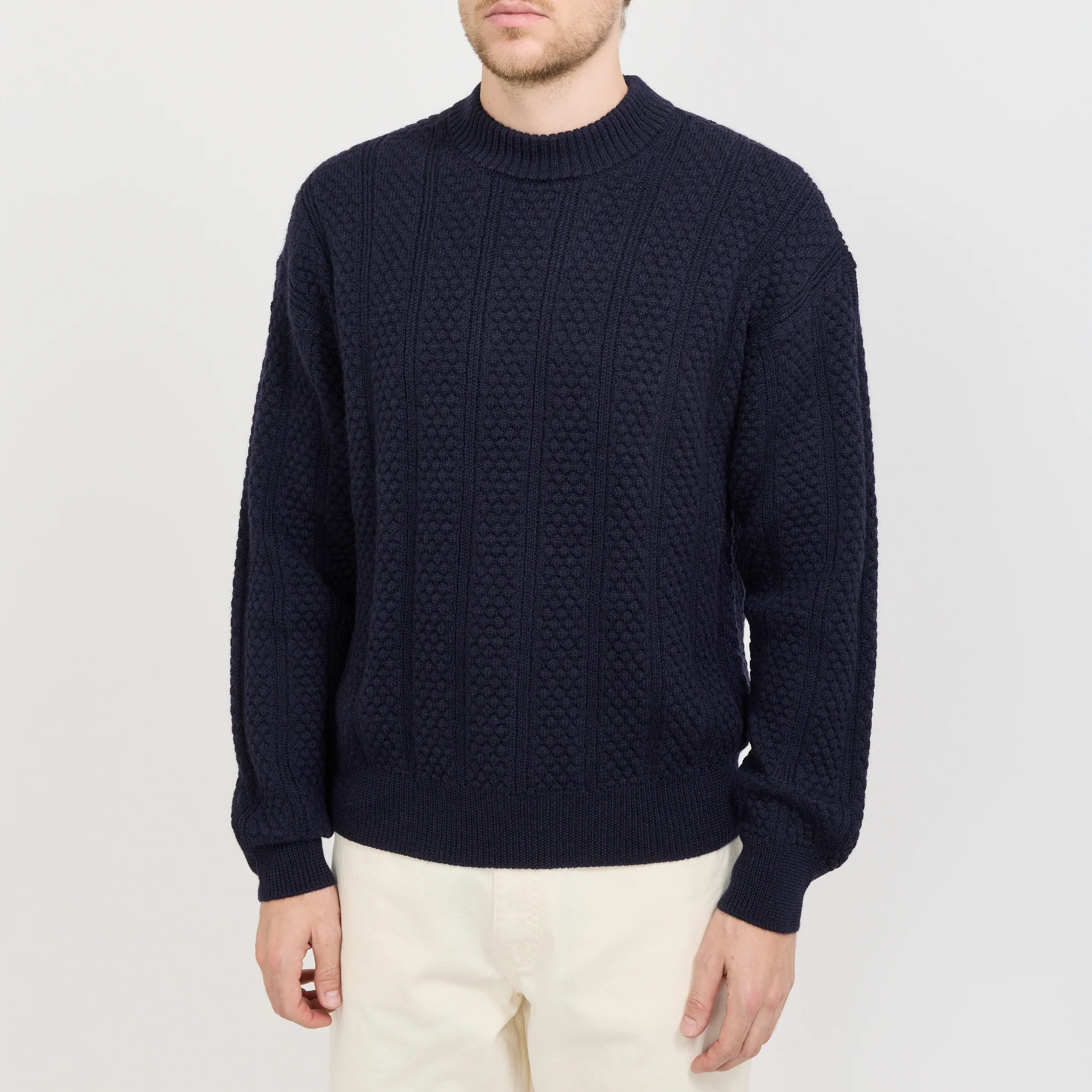 Hirtshals Bubble Rib Knit Crewneck Dark Navy - Image 5