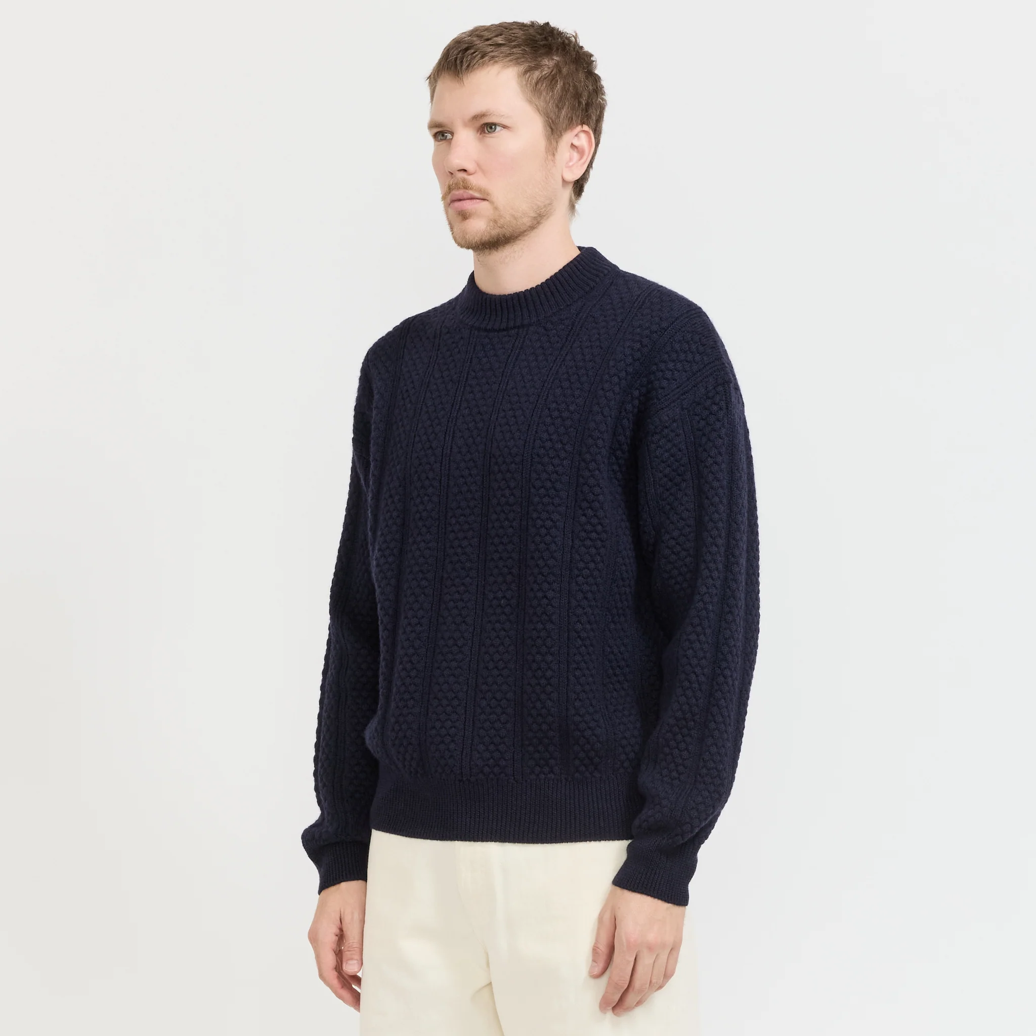 Hirtshals Bubble Rib Knit Crewneck Dark Navy - Image 6