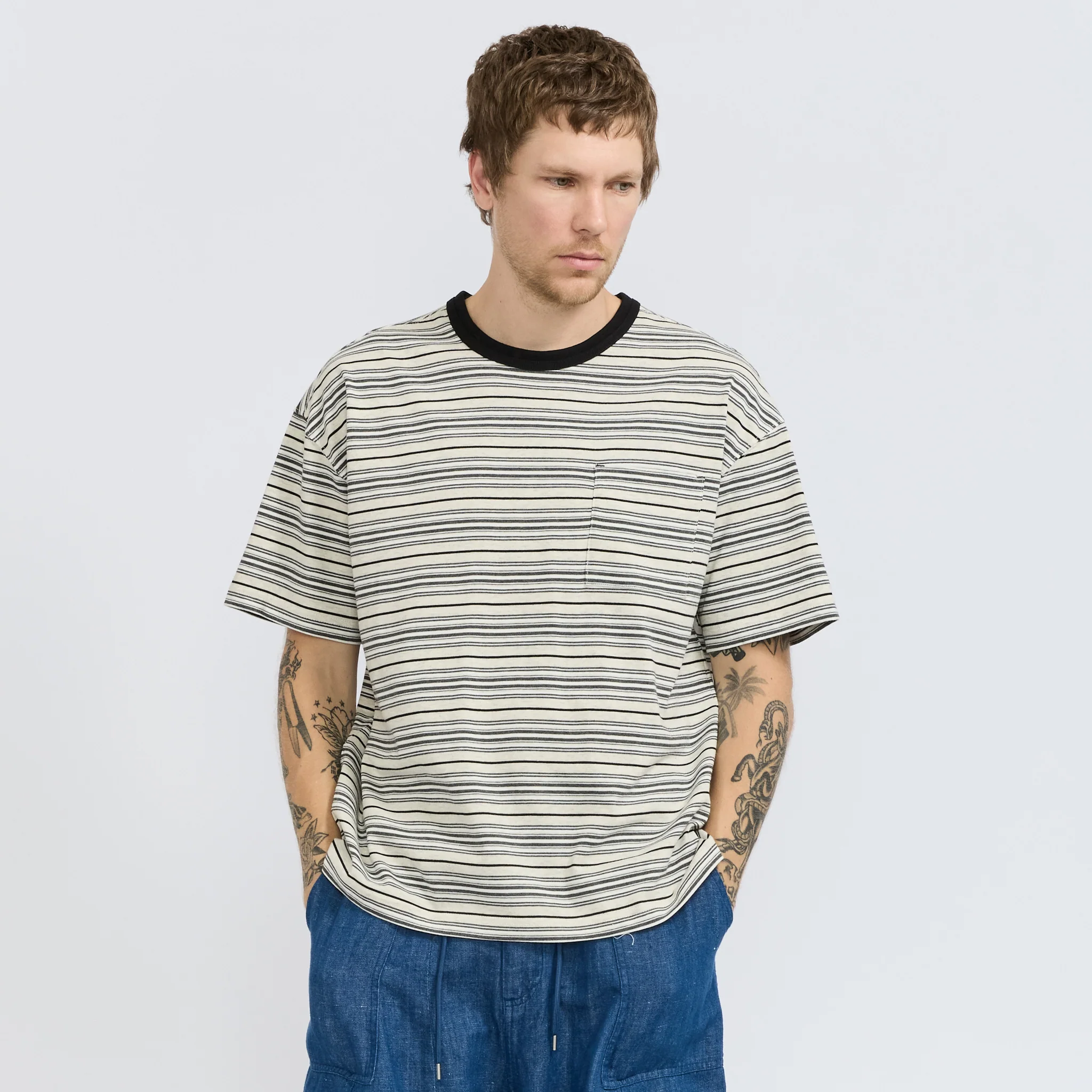 Horizon Stripe Half Tee Oatmeal