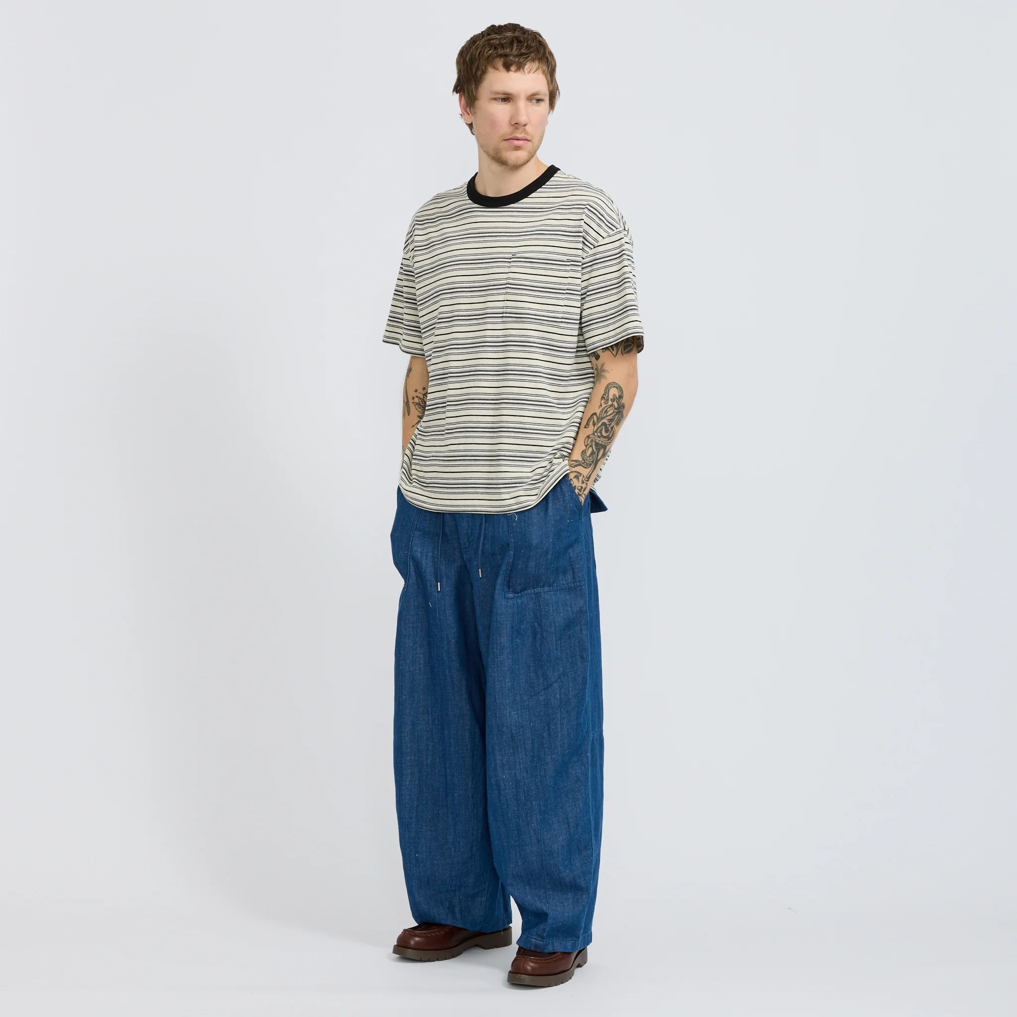 Horizon Stripe Half Tee Oatmeal - Image 2