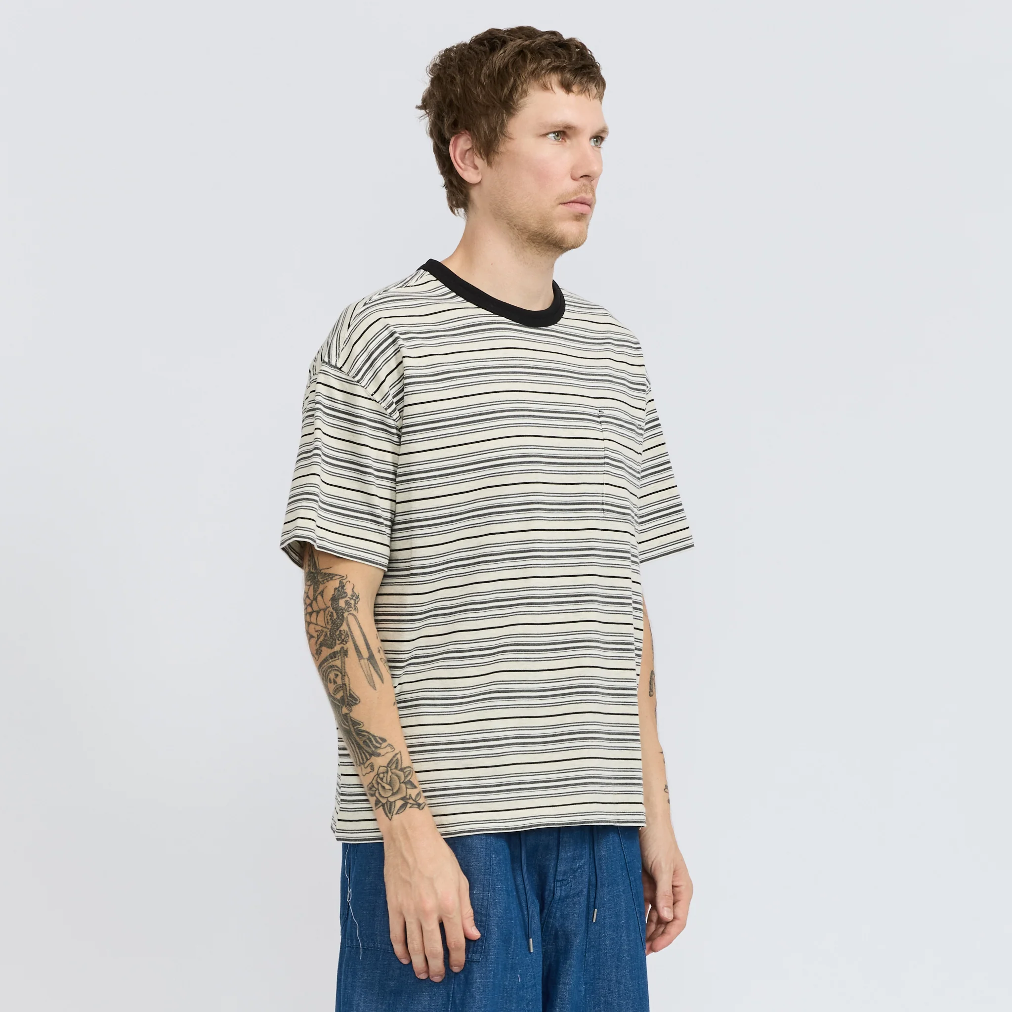 Horizon Stripe Half Tee Oatmeal - Image 3