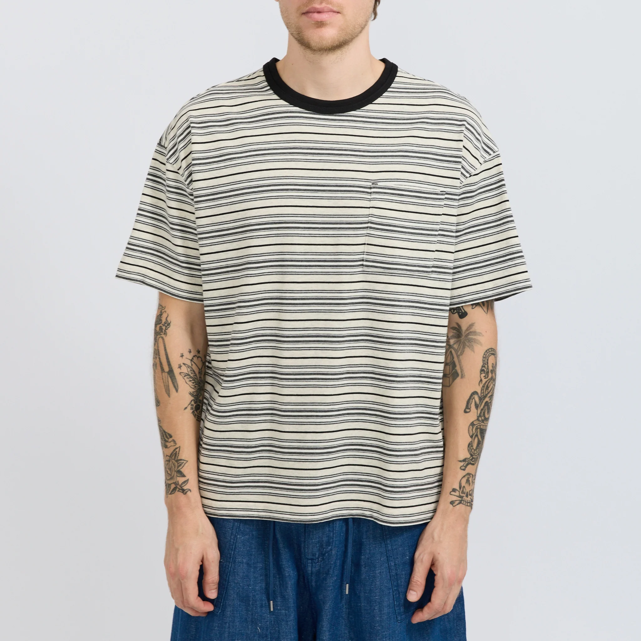 Horizon Stripe Half Tee Oatmeal - Image 5