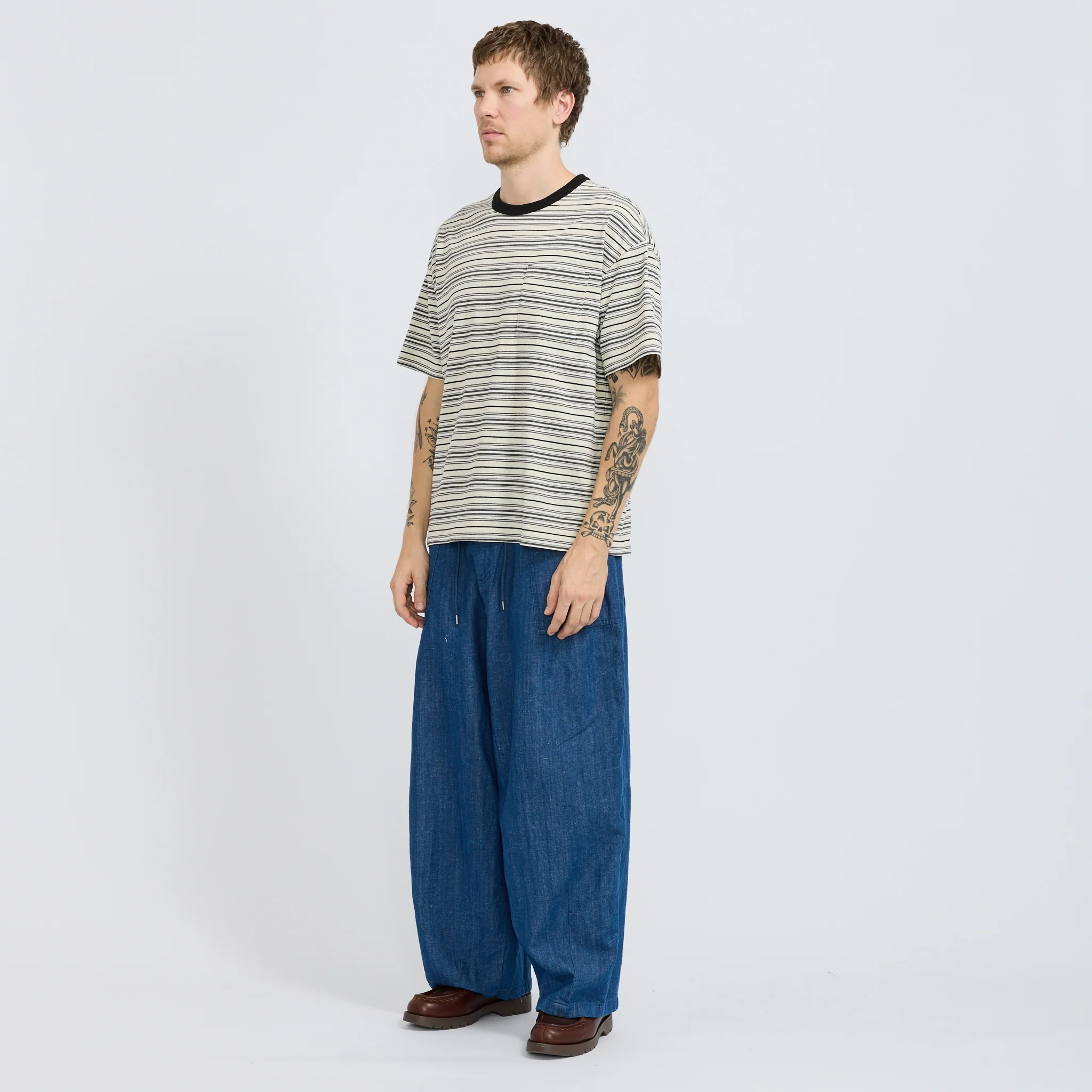 Horizon Stripe Half Tee Oatmeal - Image 6