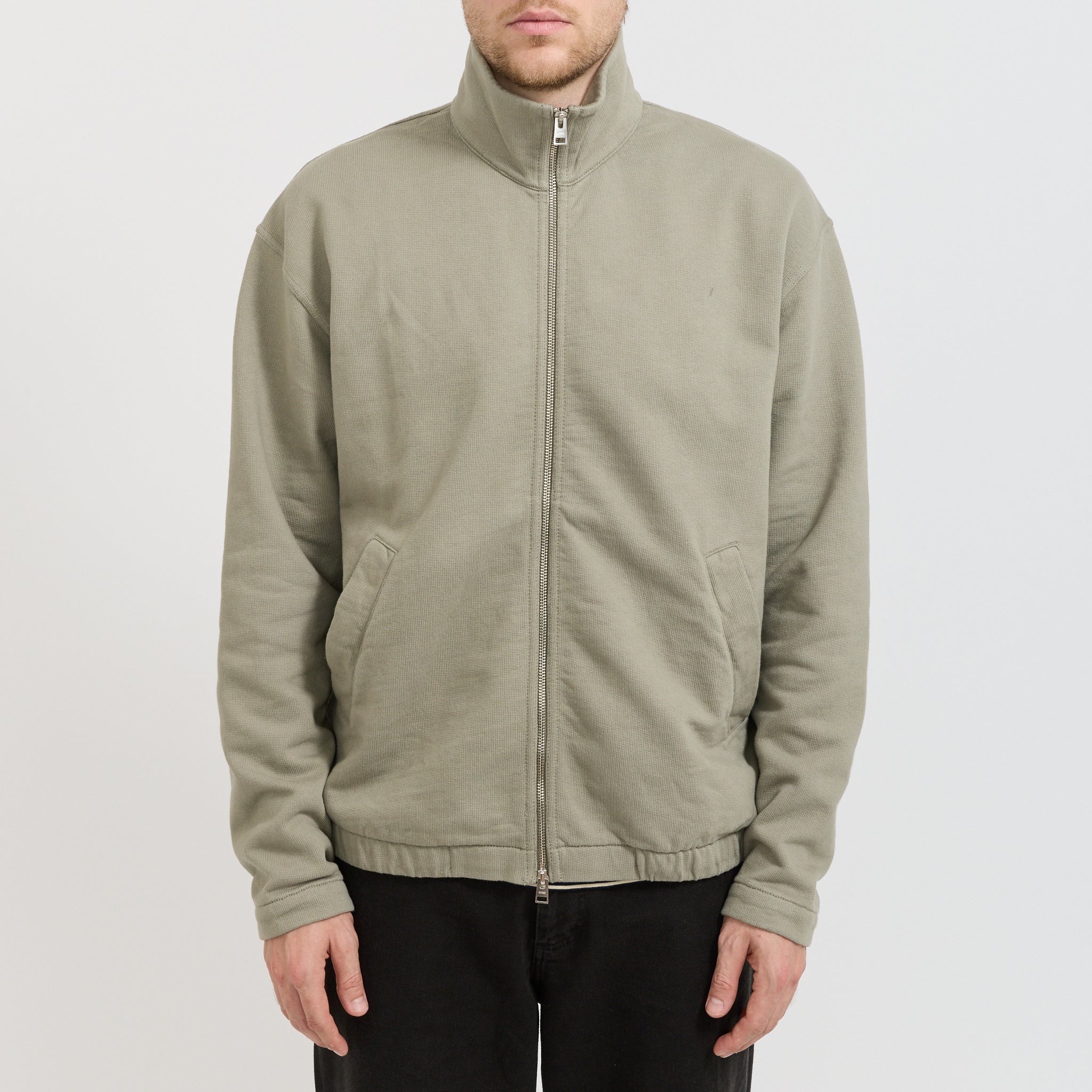 Hornidal Relaxed Organic Loopback Track Jacket Vetiver - Image 5