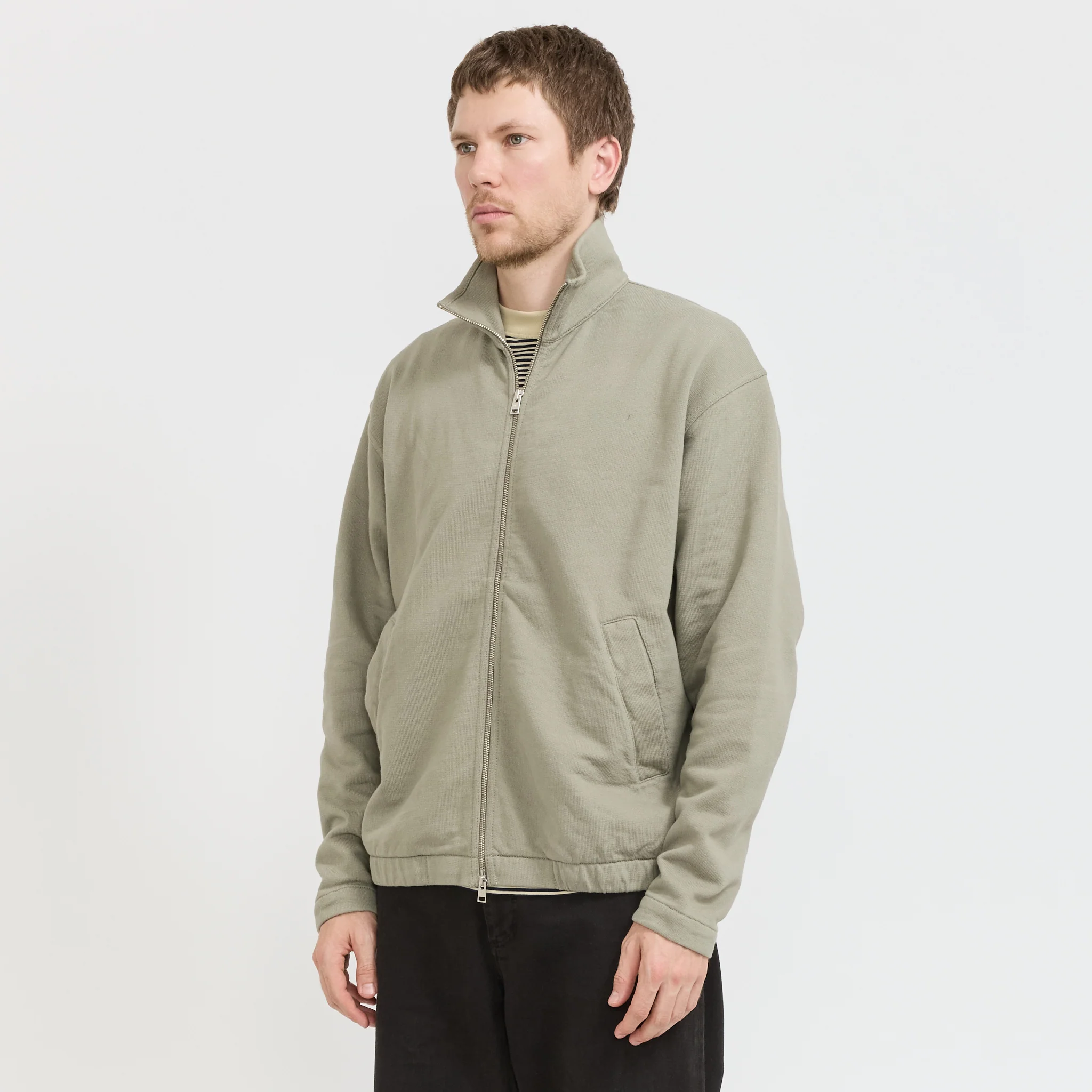 Hornidal Relaxed Organic Loopback Track Jacket Vetiver - Image 7