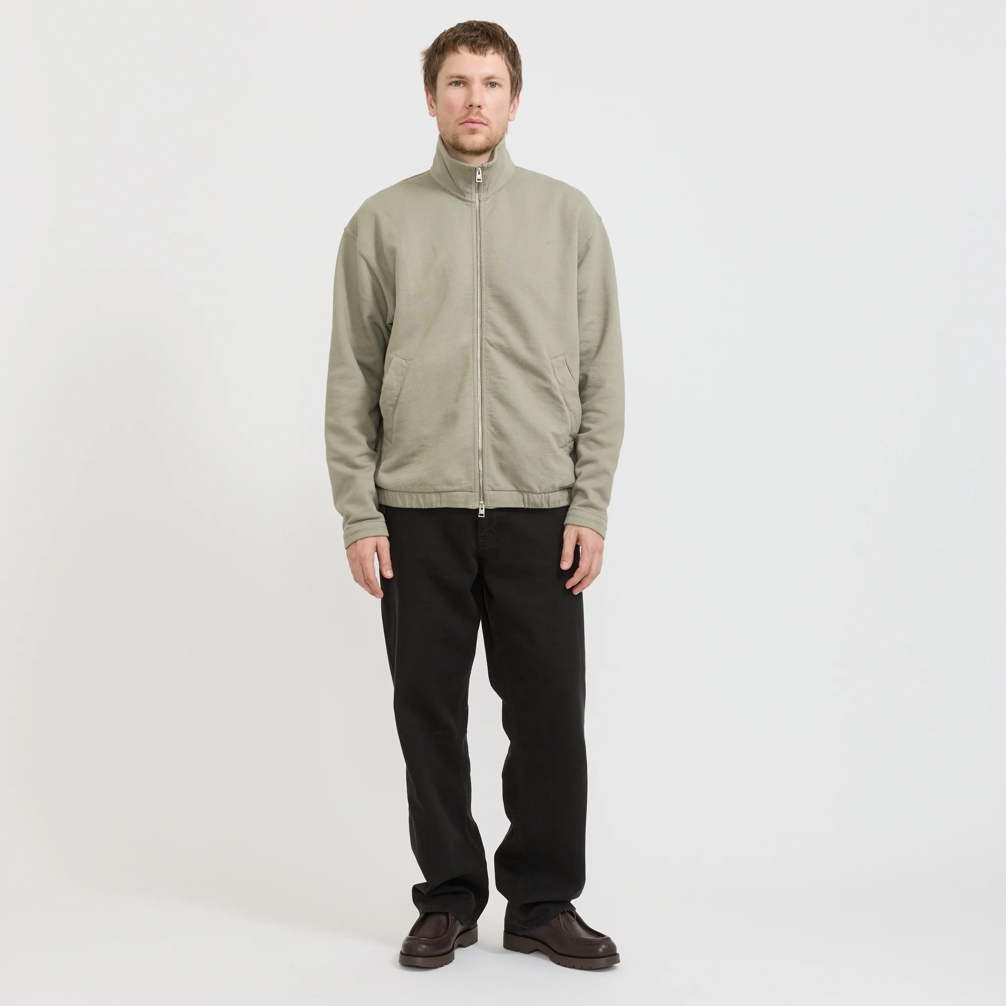 Hornidal Relaxed Organic Loopback Track Jacket Vetiver - Image 8
