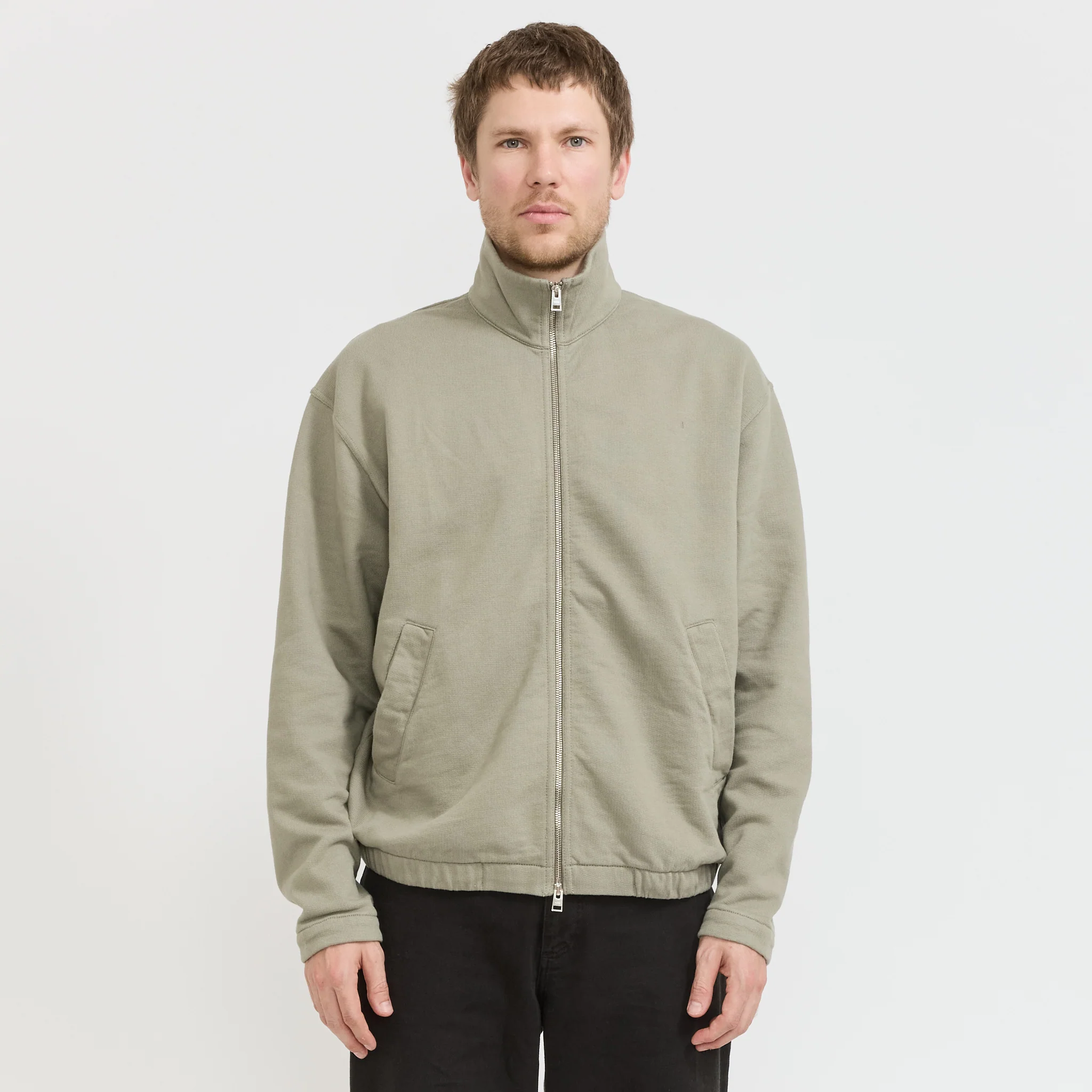 Hornidal Relaxed Organic Loopback Track Jacket Vetiver - Image 9