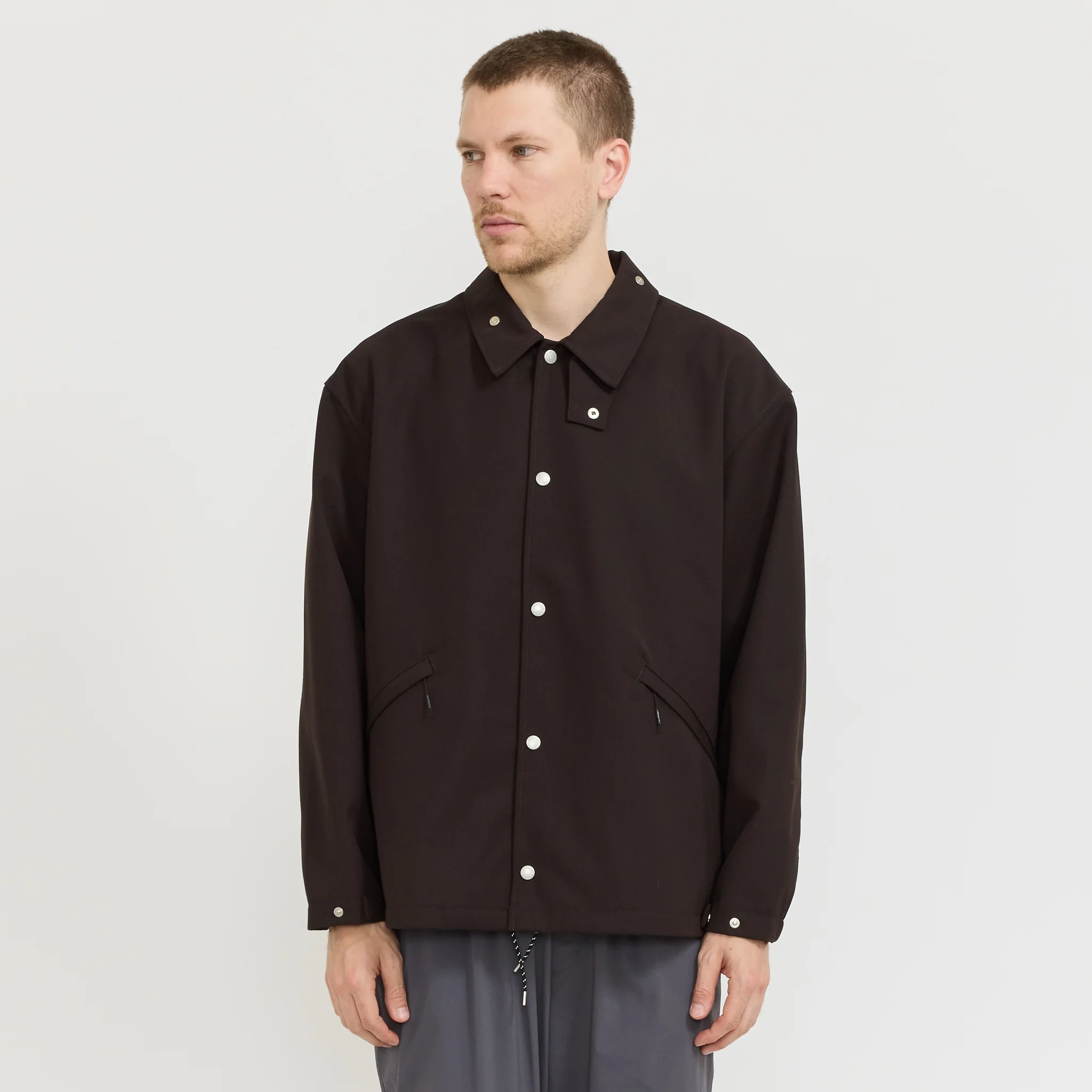 Hybrid Wool Coach Jacket Dark Brown