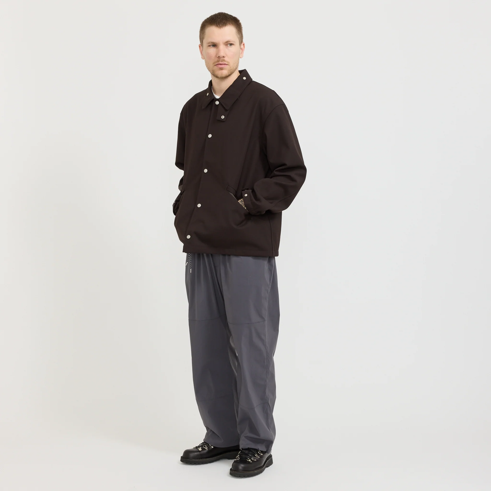 Hybrid Wool Coach Jacket Dark Brown - Image 2