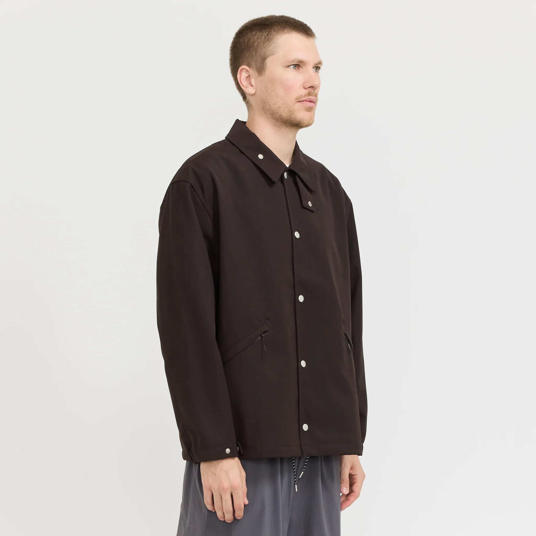 Hybrid Wool Coach Jacket Dark Brown - Image 3