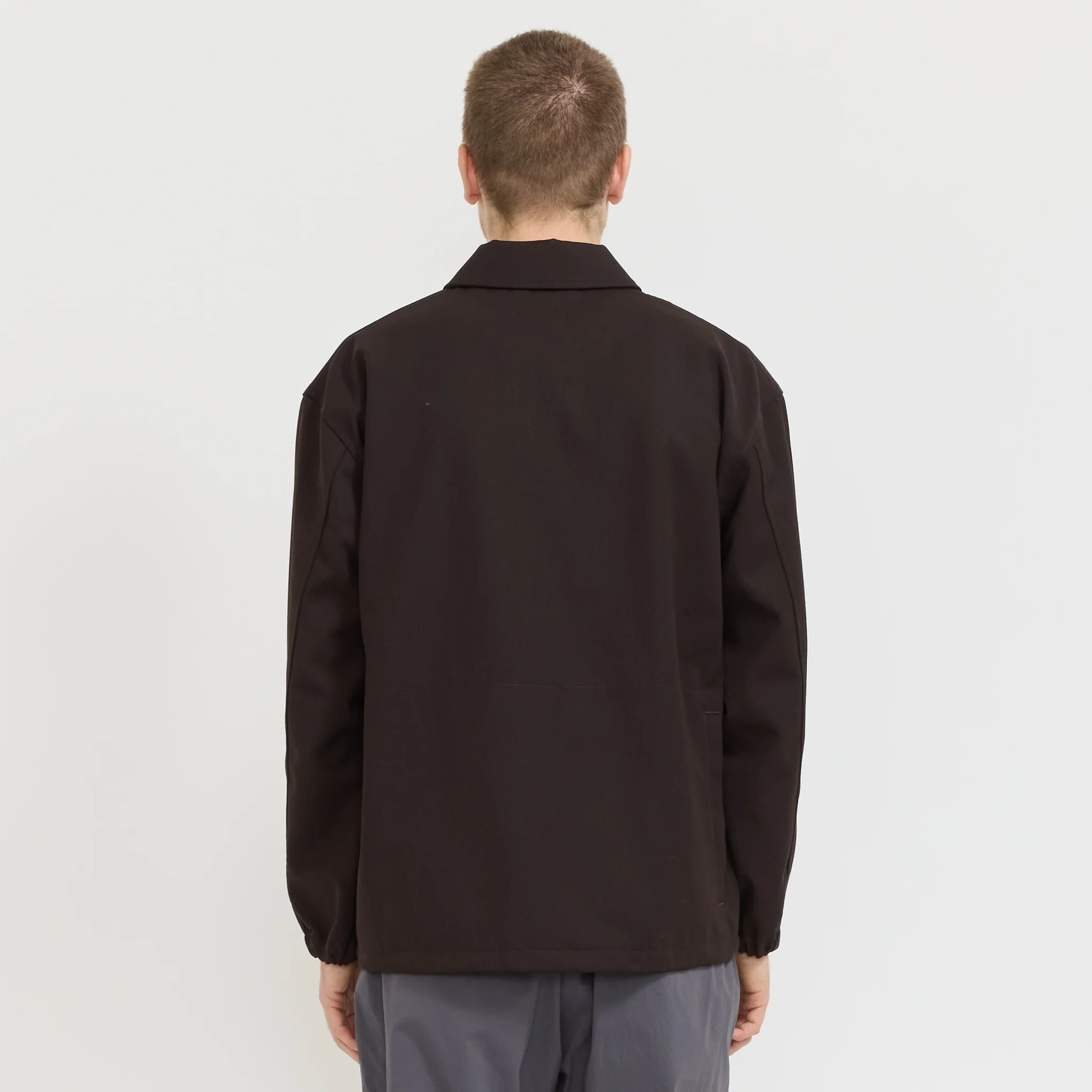 Hybrid Wool Coach Jacket Dark Brown - Image 4