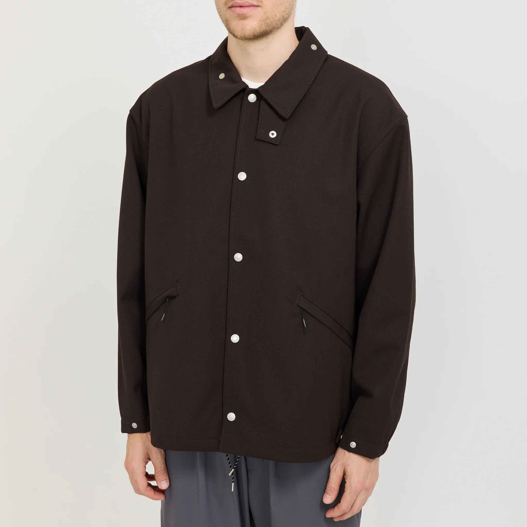 Hybrid Wool Coach Jacket Dark Brown - Image 5