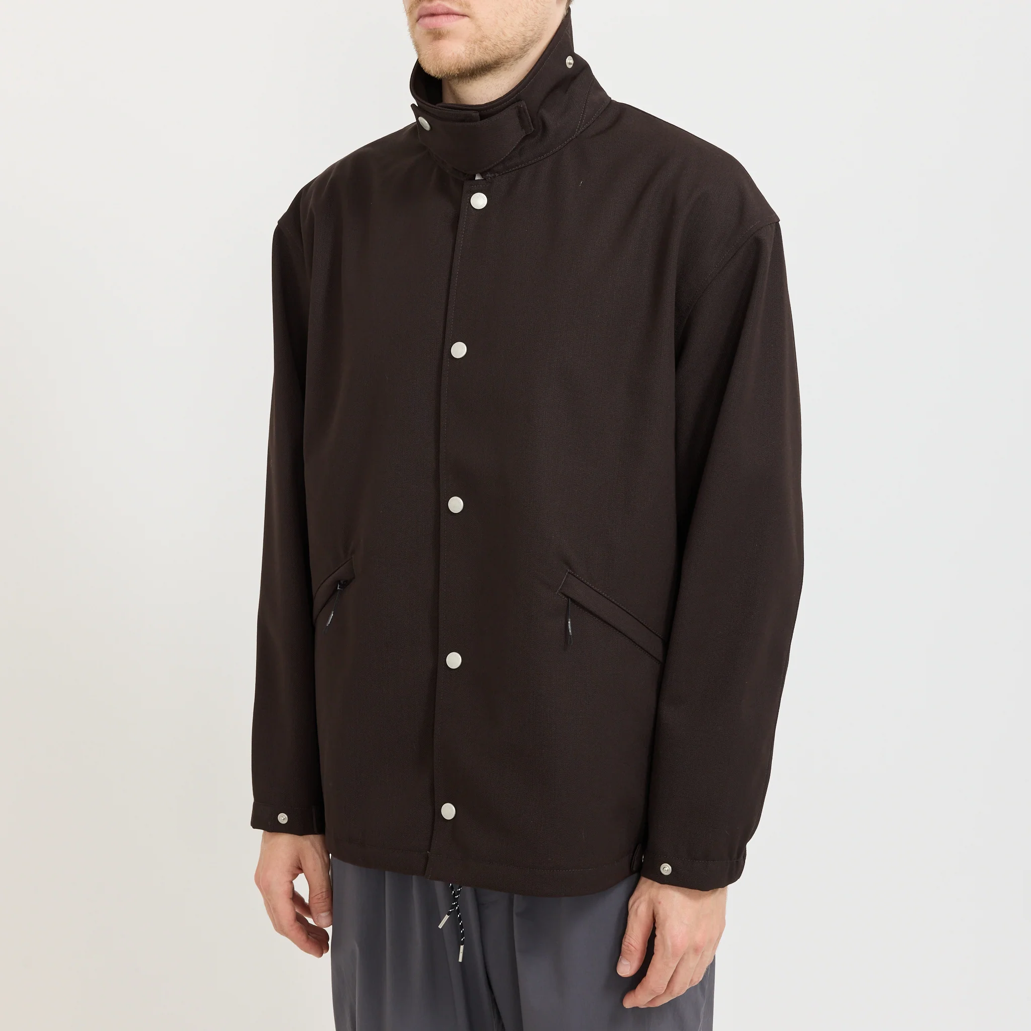 Hybrid Wool Coach Jacket Dark Brown - Image 6