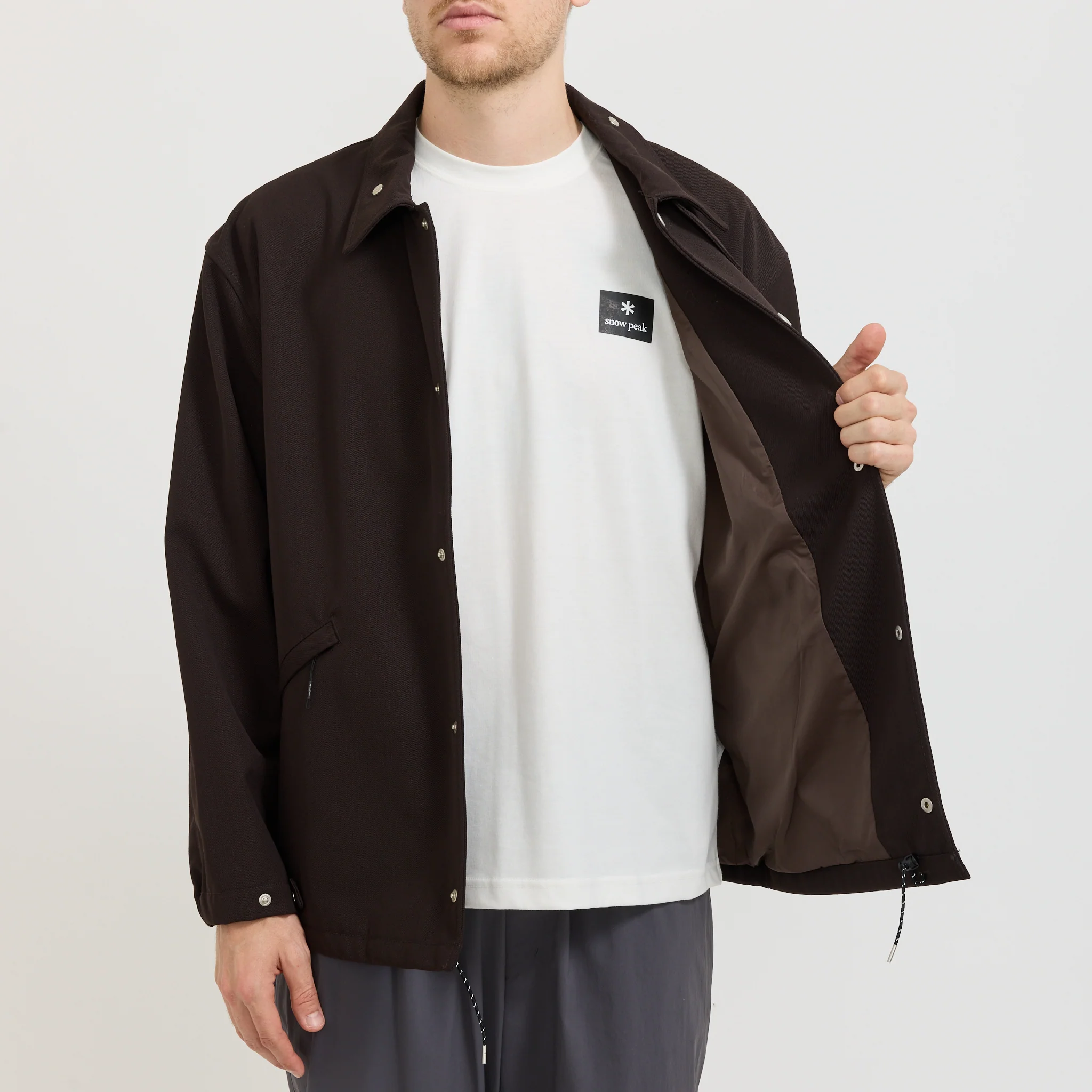 Hybrid Wool Coach Jacket Dark Brown - Image 9