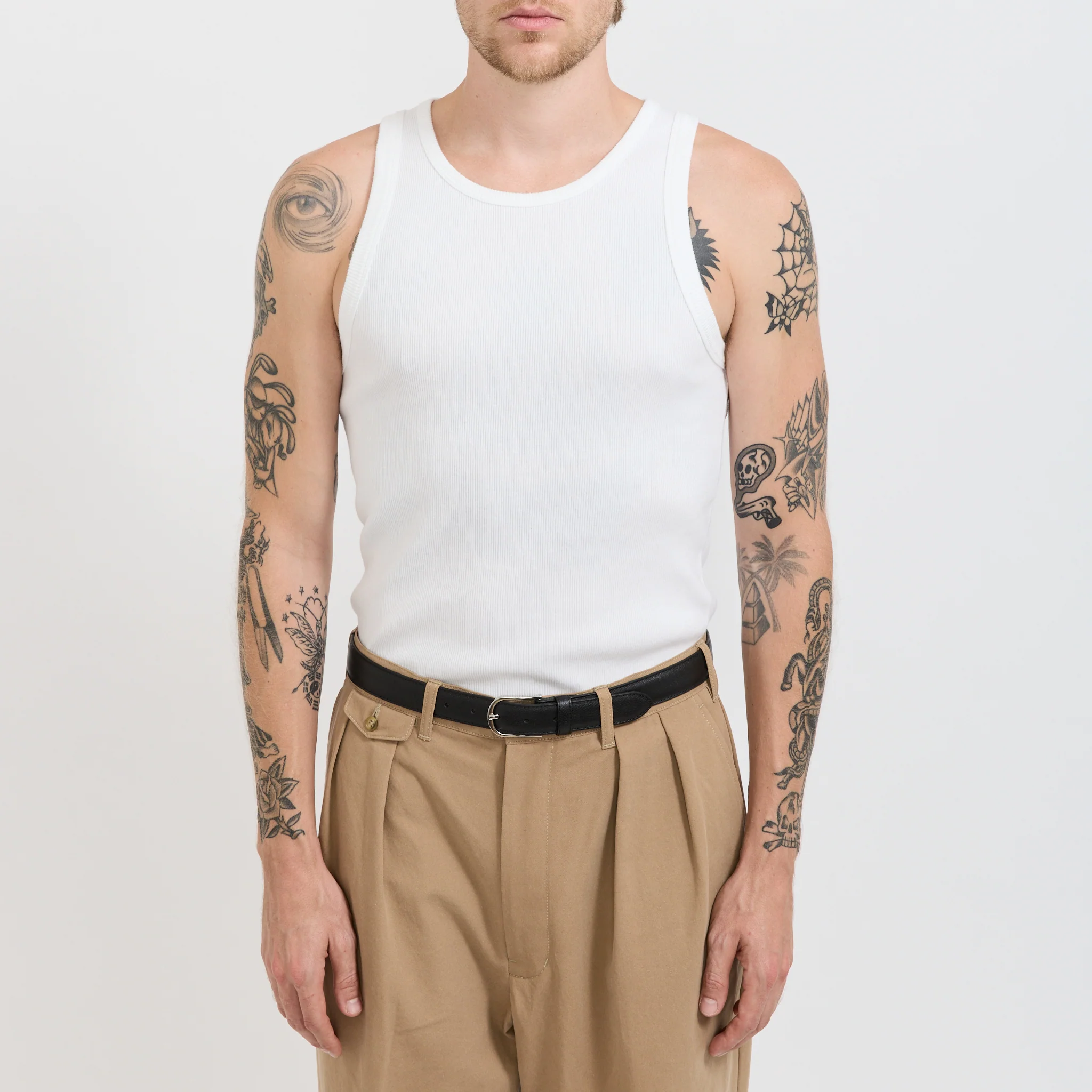 Iconic Ribbed Cotton Tank Top White - Image 5