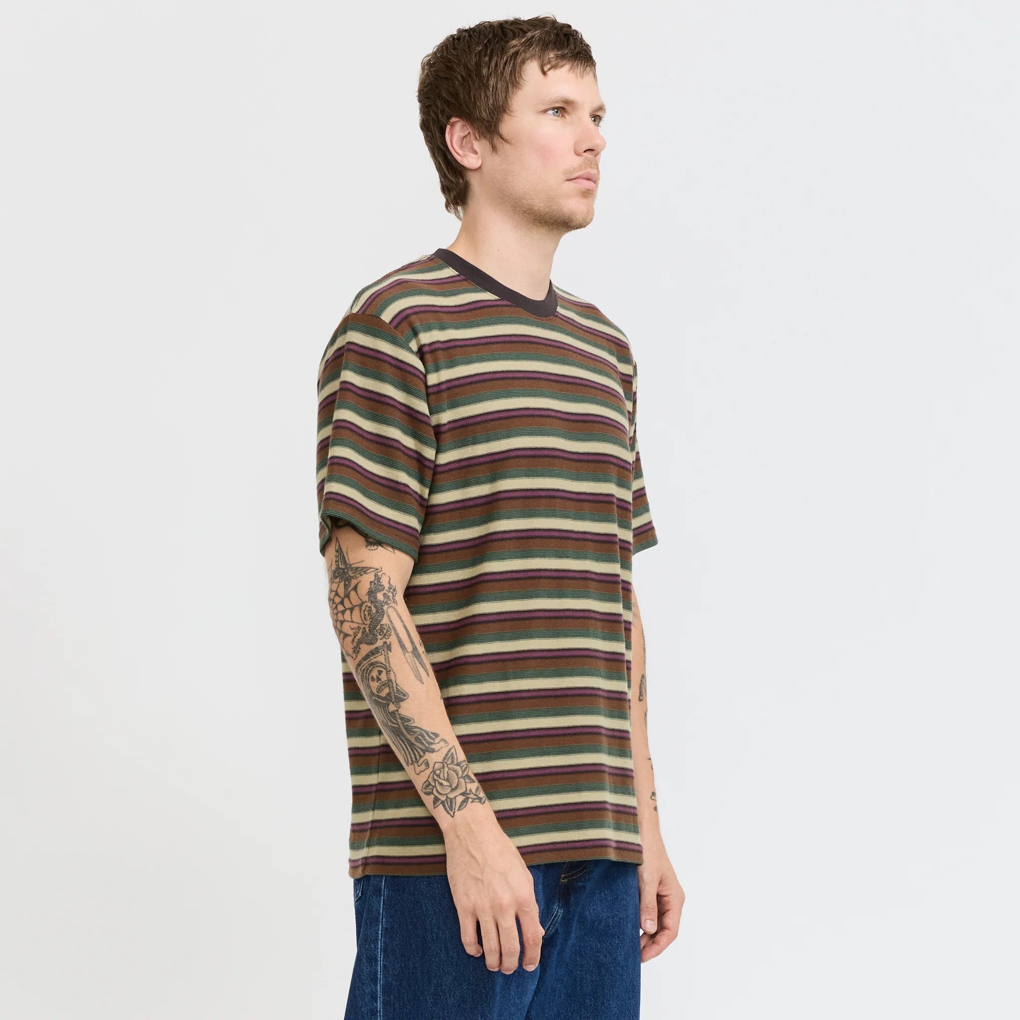 Inside Out Stripe Tee Dusty Pink - Image 3