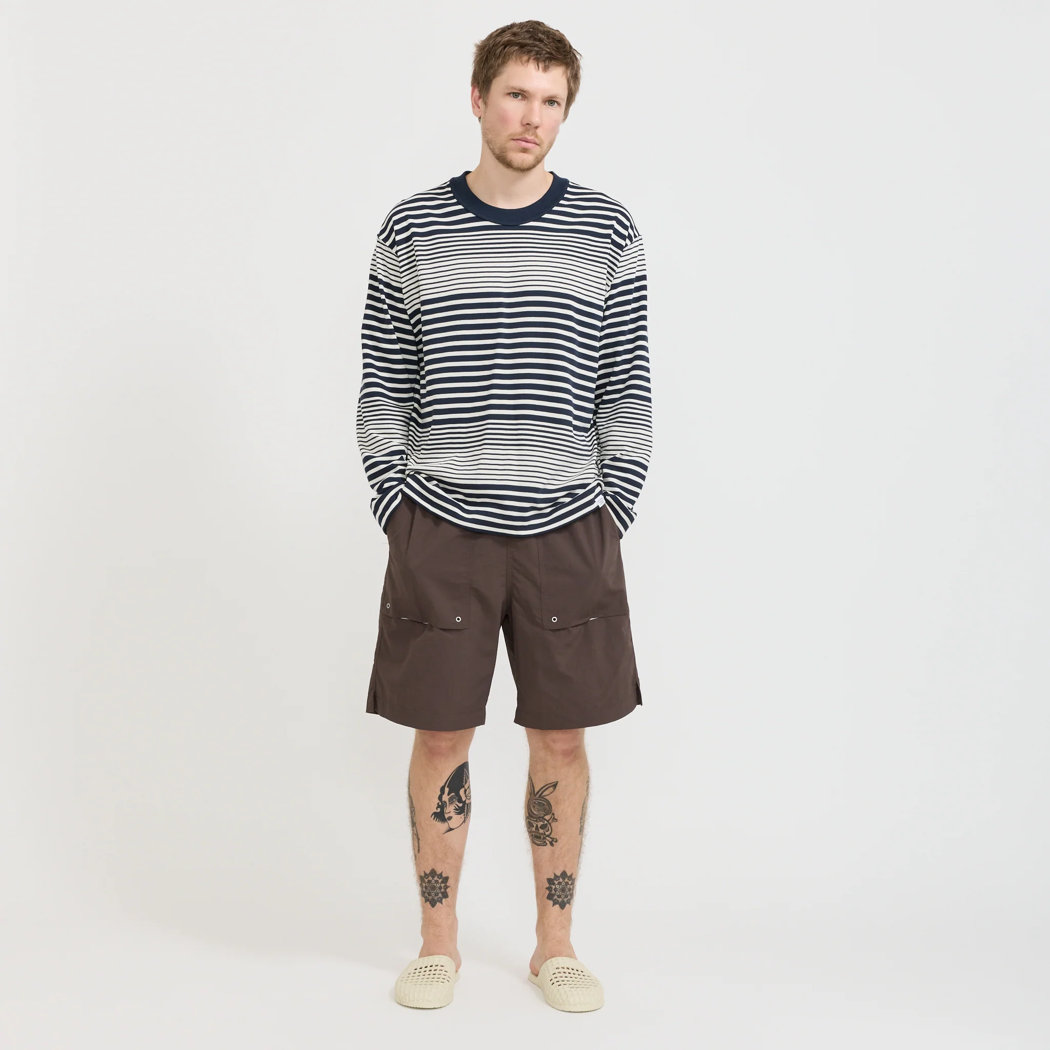 Isefjord Multi Stripe Heavy LS T-Shirt Dark Navy - Image 2