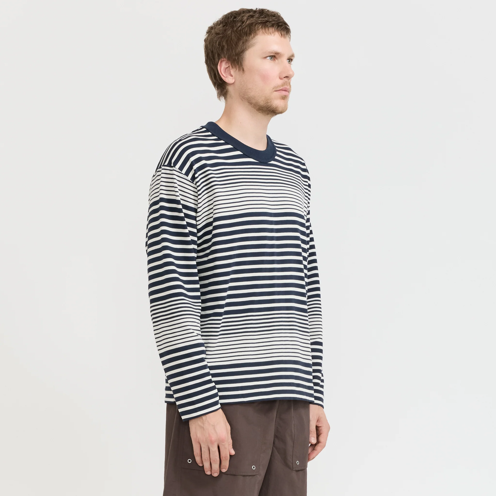 Isefjord Multi Stripe Heavy LS T-Shirt Dark Navy - Image 3
