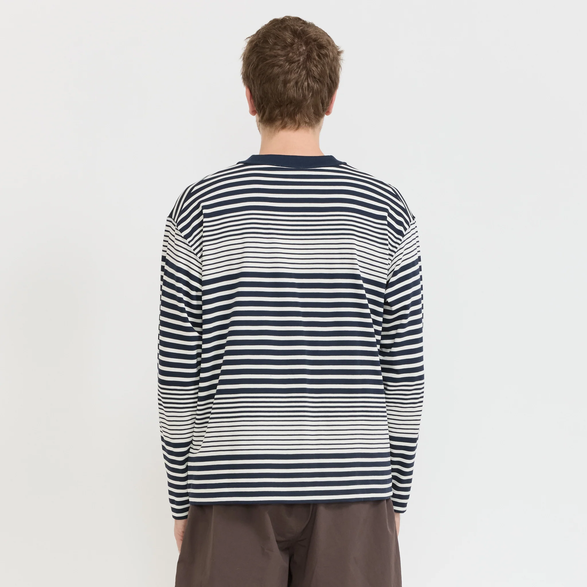 Isefjord Multi Stripe Heavy LS T-Shirt Dark Navy - Image 4
