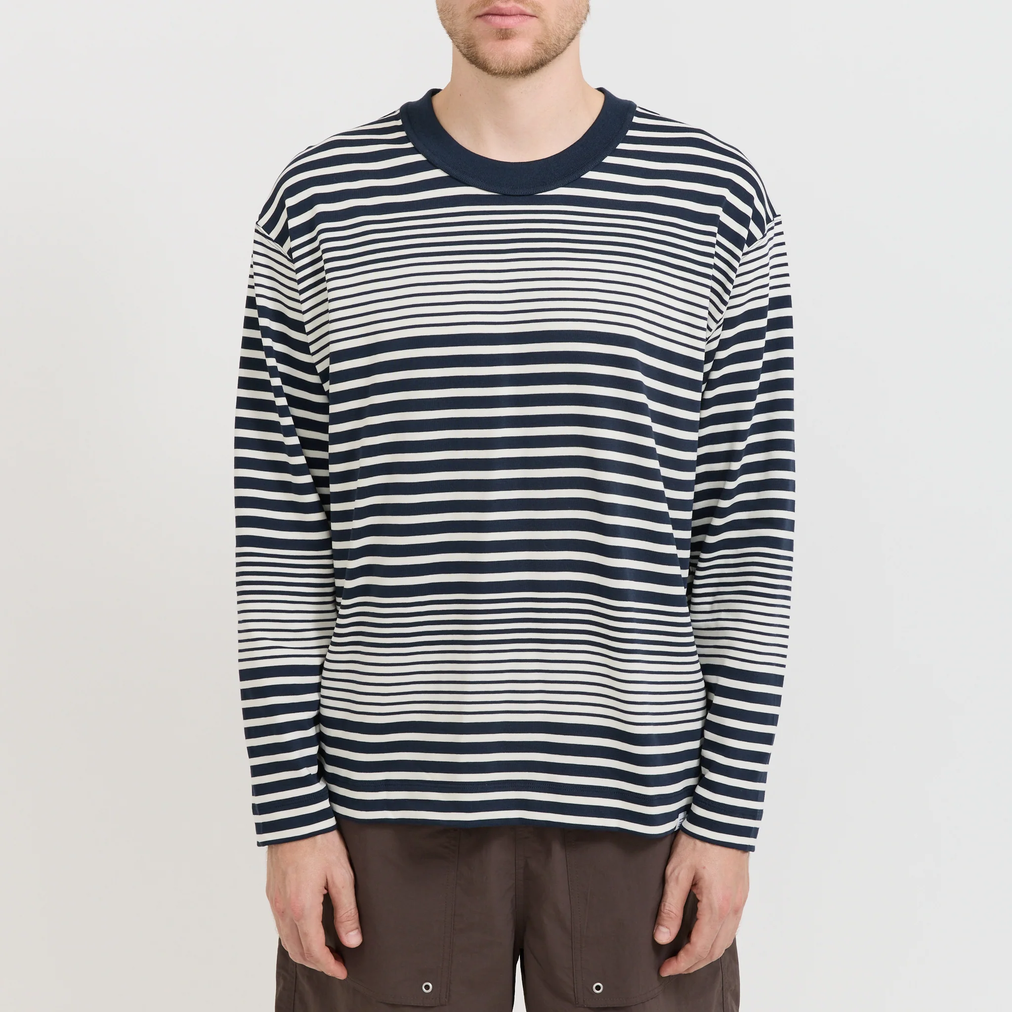 Isefjord Multi Stripe Heavy LS T-Shirt Dark Navy - Image 5
