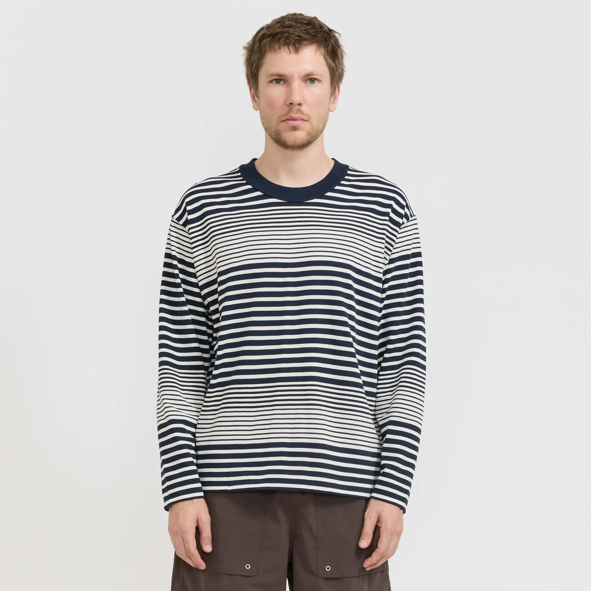Isefjord Multi Stripe Heavy LS T-Shirt Dark Navy - Image 7