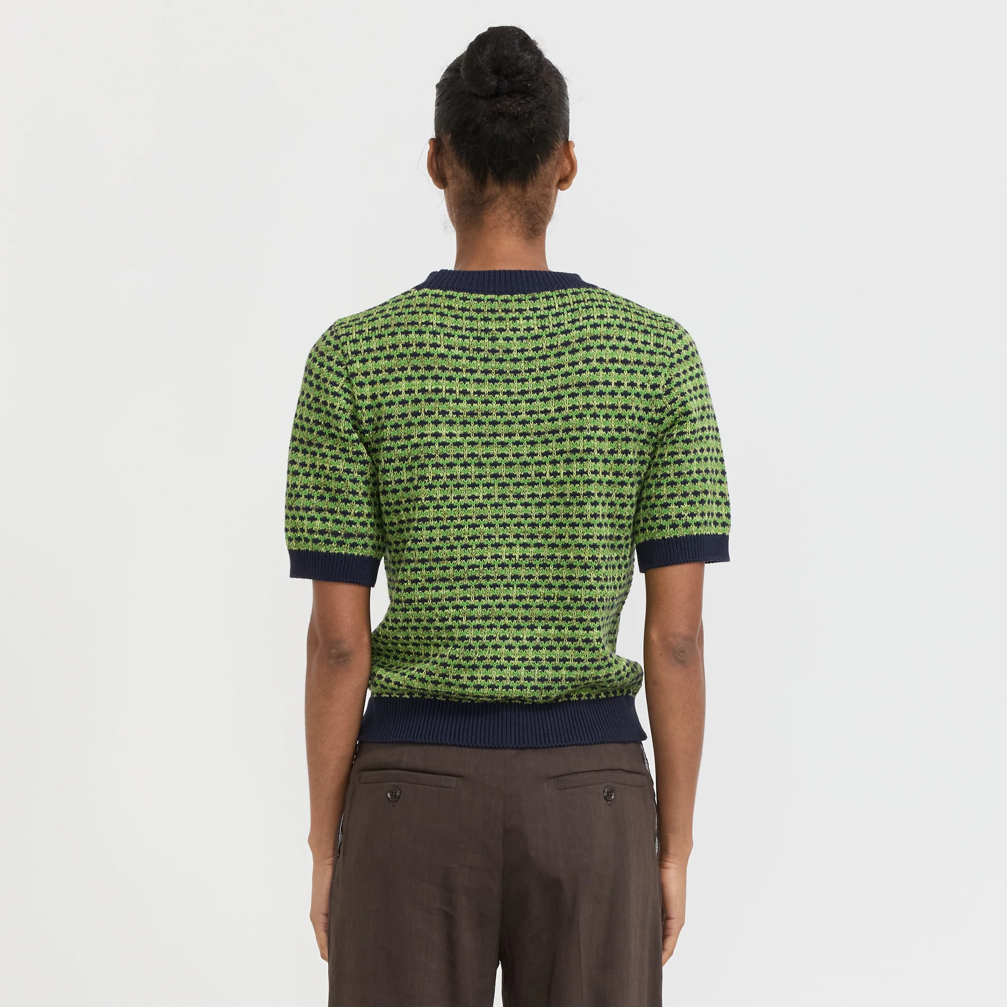 Jacquard Knitted Cotton Top Green Multi - Image 4