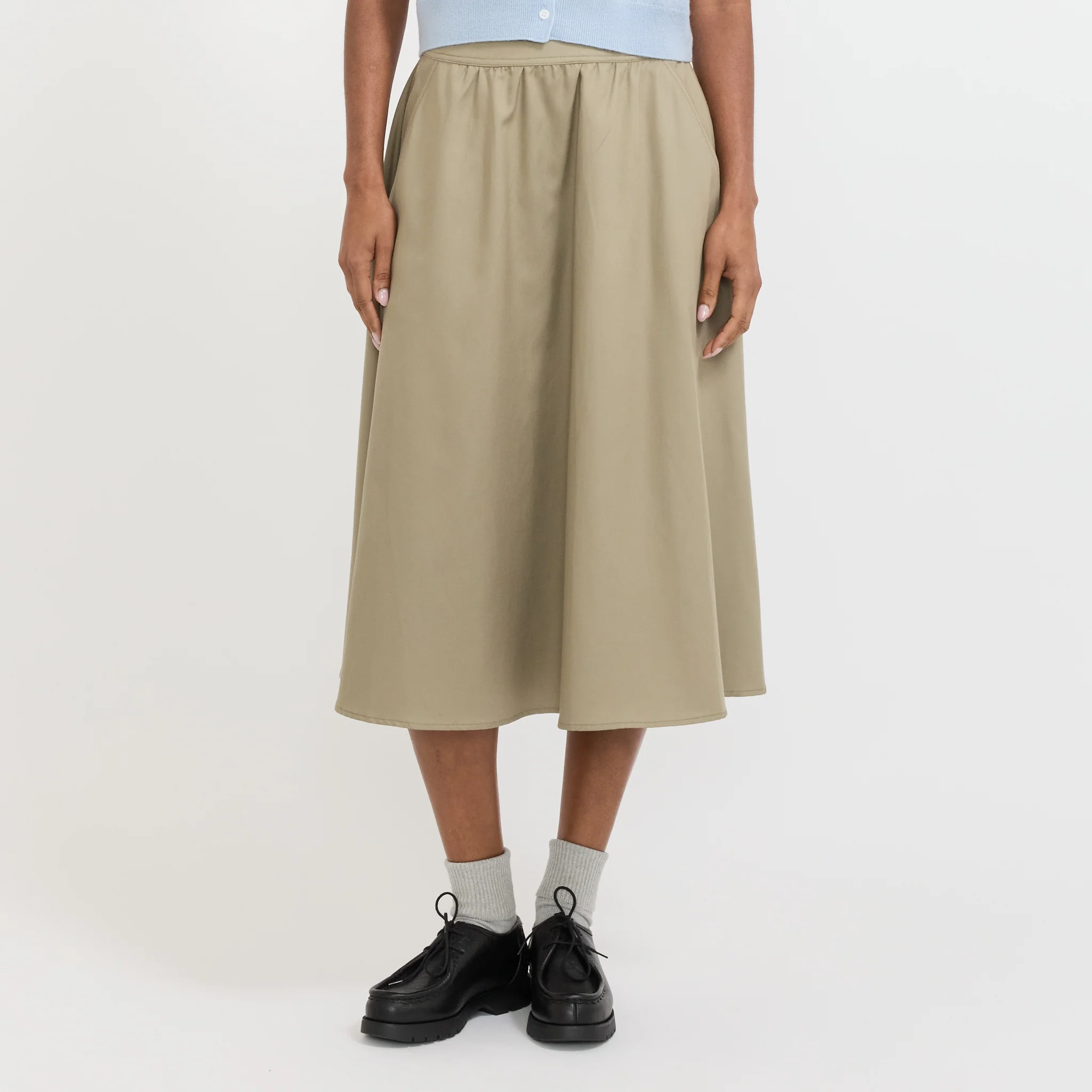 Jeanette Midi Pleated Skirt Kaki