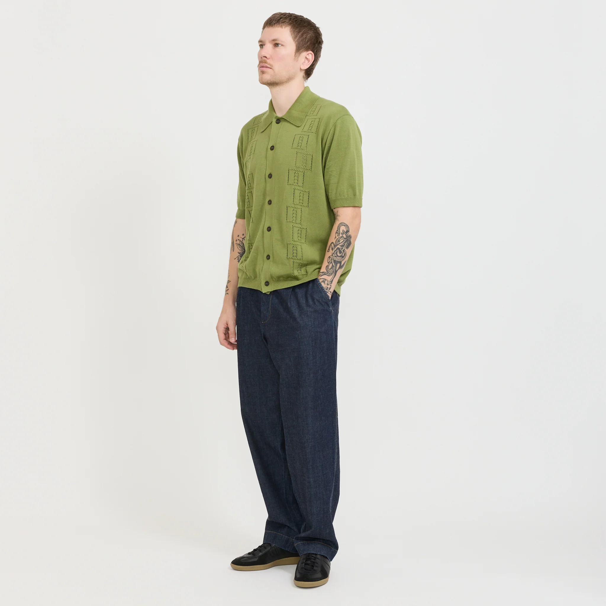 Johnny Knit Shirt Olive - Image 2