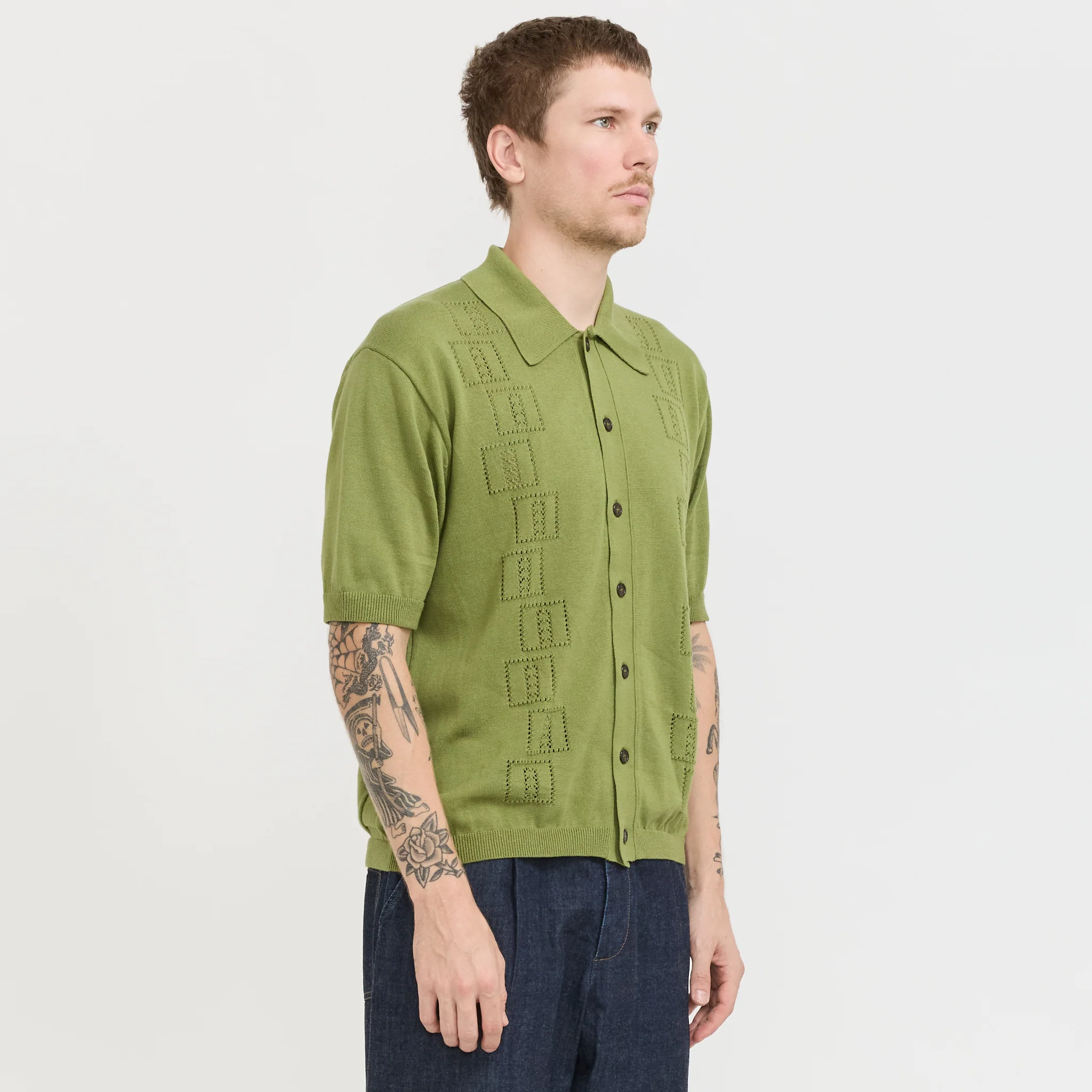 Johnny Knit Shirt Olive - Image 3