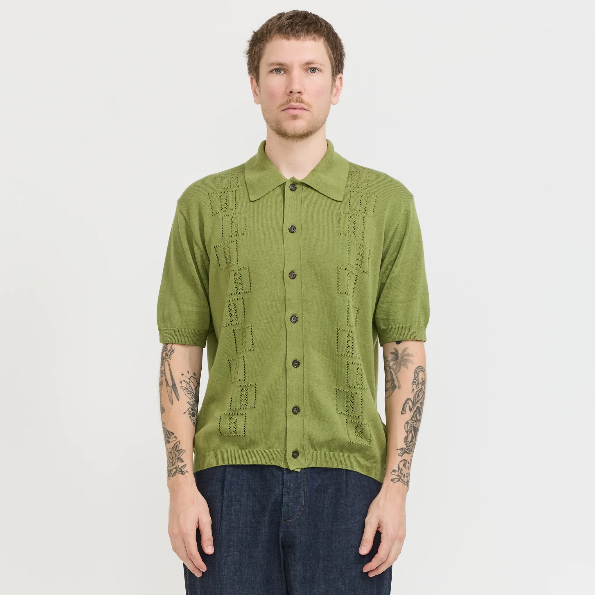 Johnny Knit Shirt Olive - Image 6