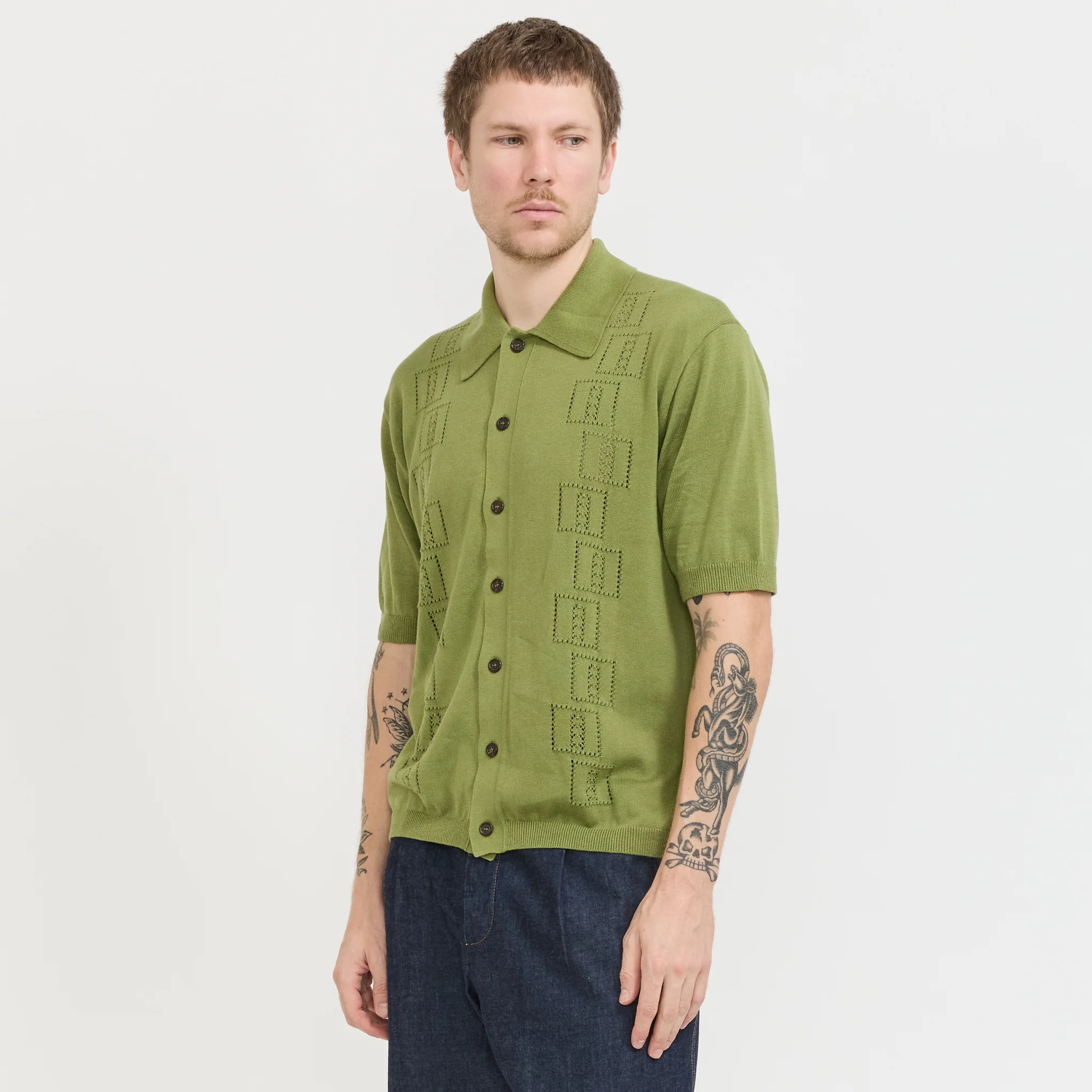 Johnny Knit Shirt Olive - Image 8