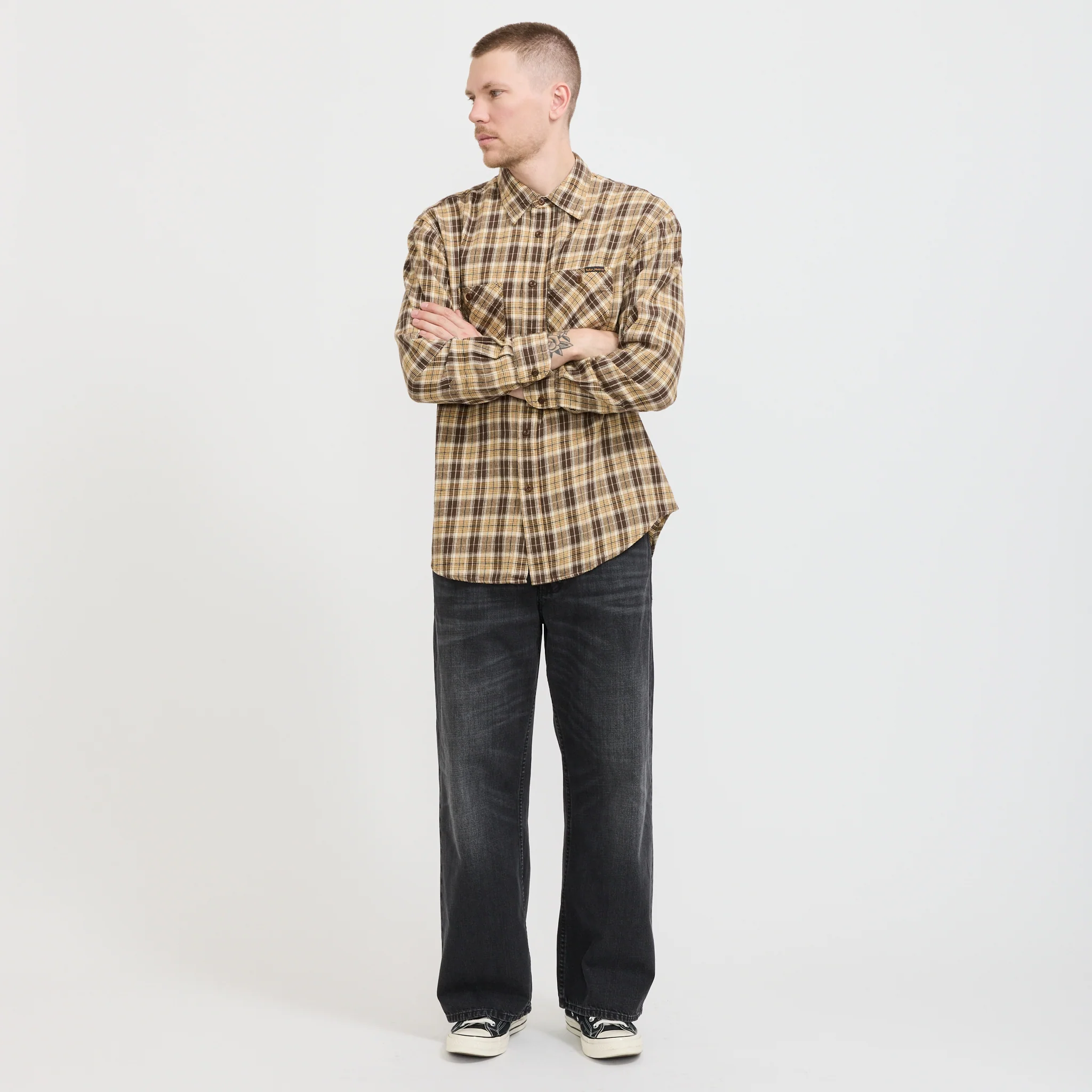 Julian Worker Shirt Check Brown - Image 2