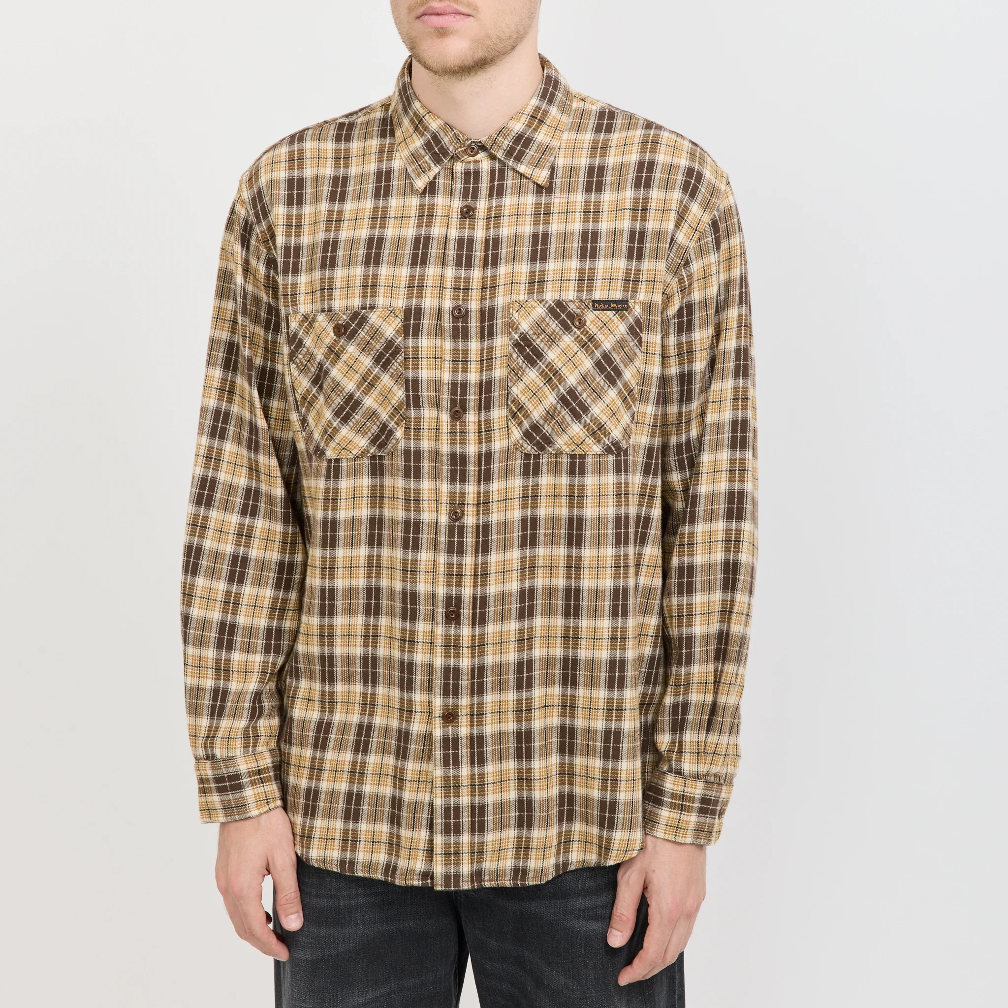Julian Worker Shirt Check Brown - Image 5